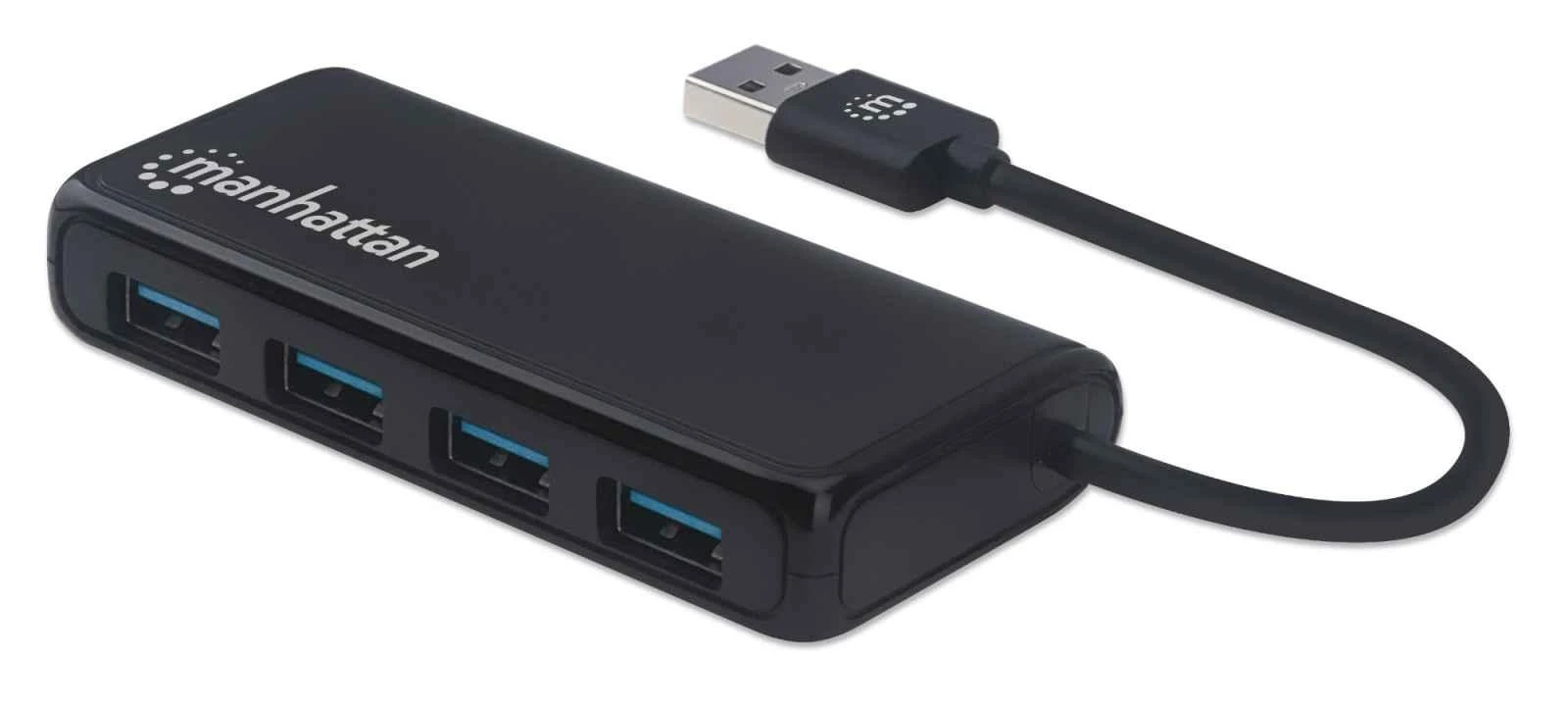 Juodas 4 prievadų Manhattan USB šakotuvas