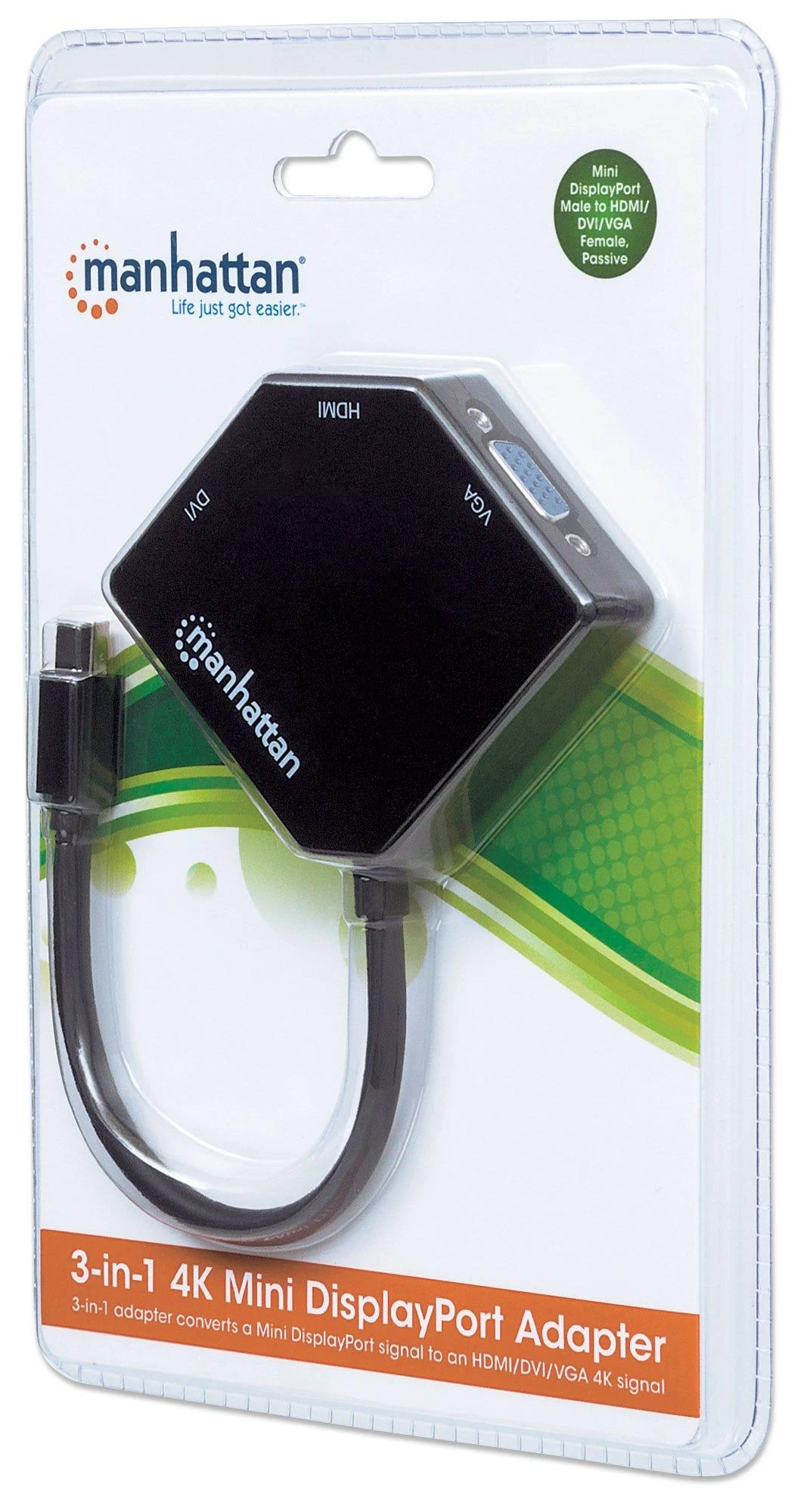 StarTech Intracom MANHATTAN 3-in-1 4K Mini DP Adapteris Mini DisplayPort Male to HDMI/DVI/VGA Female Passive Juodas