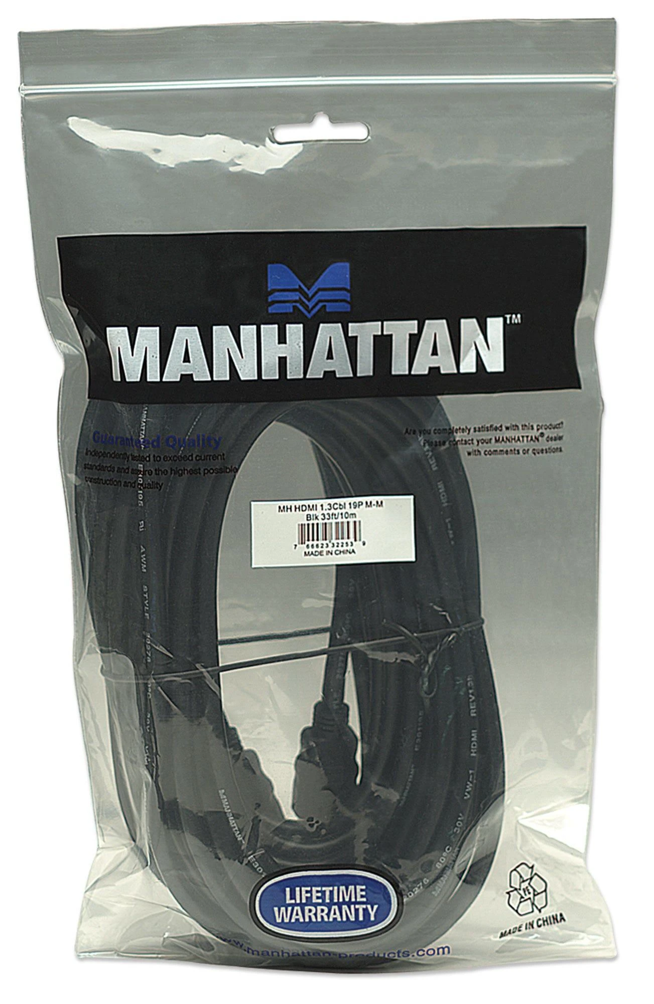 Manhattan 322539 HDMI kabelis 10 m HDMI A tipo (standartinis) Juoda
