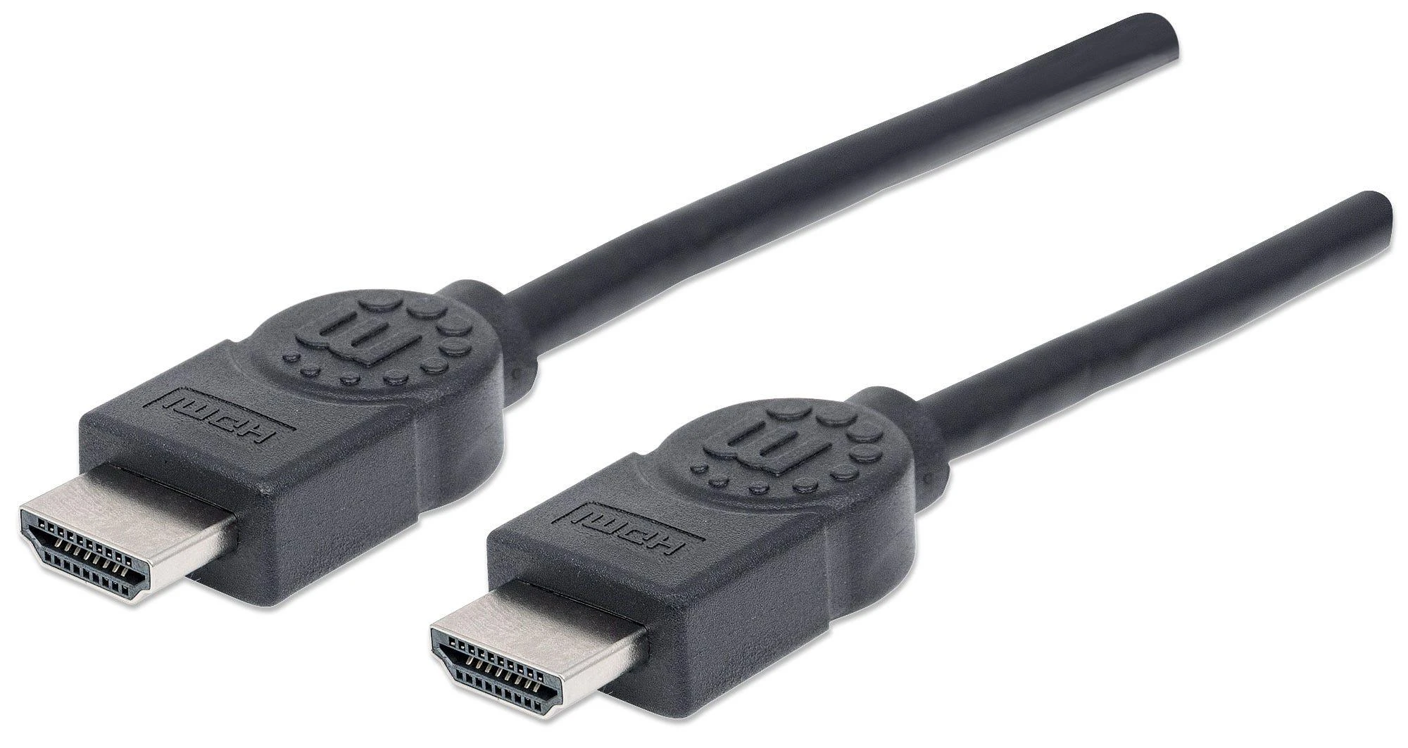 Juodas 5m HDMI laidas su Manhattan logotipu