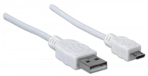 Manhattan 324069 USB kabelis 1,8 m 2.0 USB A Micro-USB B Balta