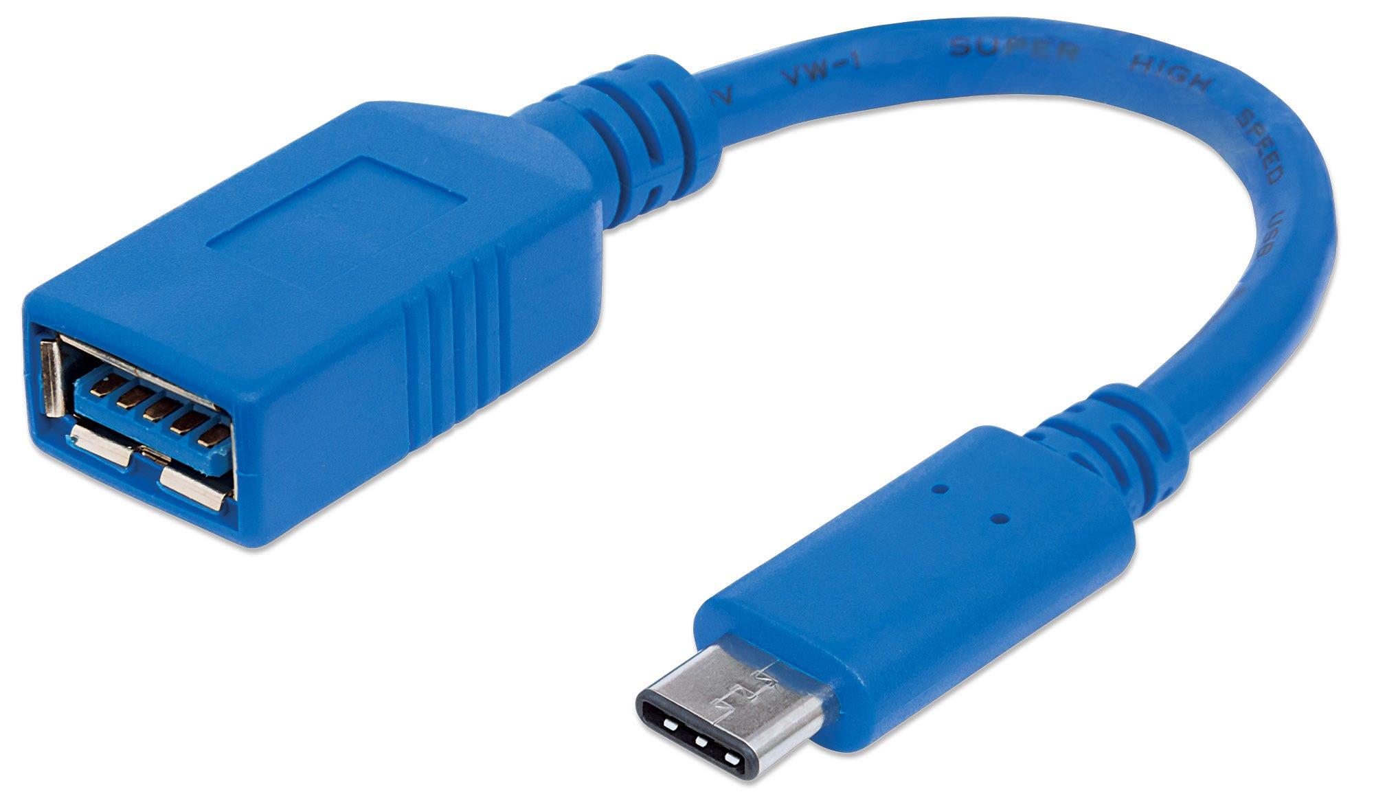 Manhattan 353540 USB kabelis 0,15 m 3.2 Gen 1 (3.1 Gen 1) USB C USB A Mėlyna