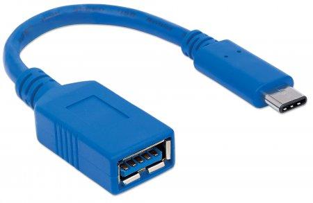 Manhattan 353540 USB kabelis 0,15 m 3.2 Gen 1 (3.1 Gen 1) USB C USB A Mėlyna