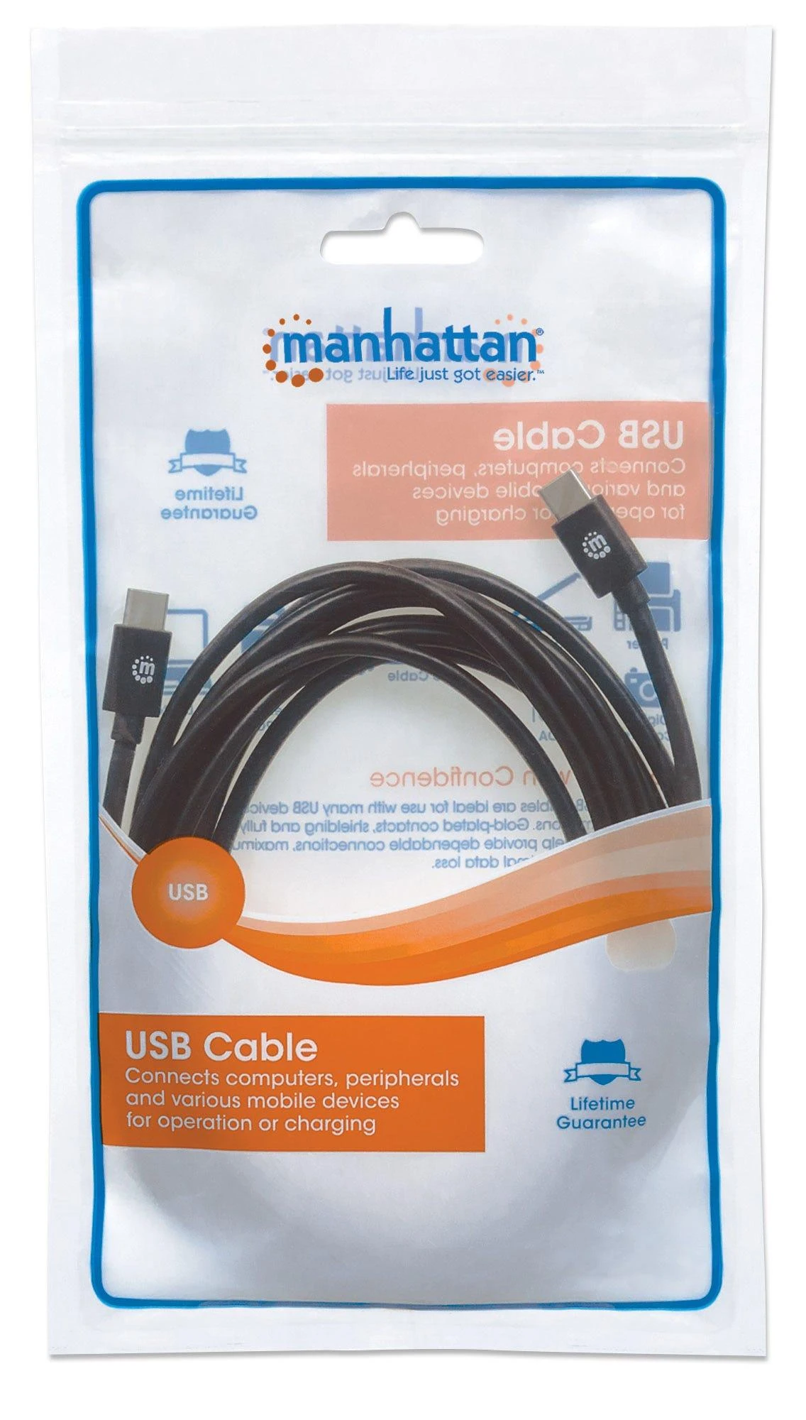 Lindy Manhattan 354882 USB kabelis 3 m 2.0 USB C Juoda