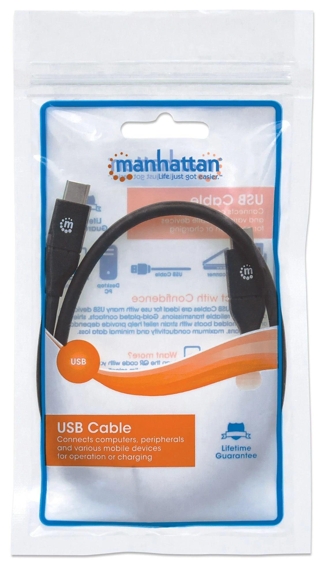 Manhattan 354899 USB kabelis 0,5 m 3.2 Gen 2 (3.1 Gen 2) USB C Juoda