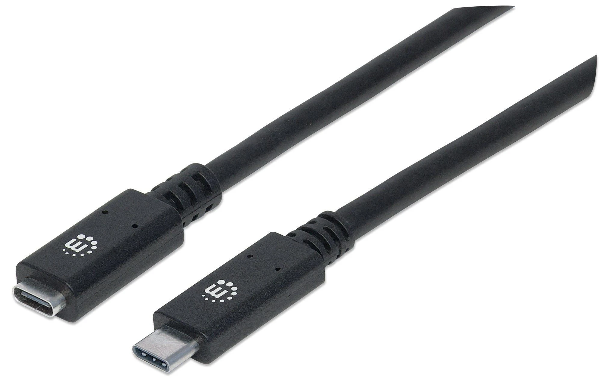 Intracom MANHATTAN SuperSpeed+ USB-C ilgintuvas 0,5 m USB 3.1 Gen 2 Type-C Vyriškas ir Type-C Moteriškas 10 Gbps 5 A 50 cm 1,5 pėdos Juodas