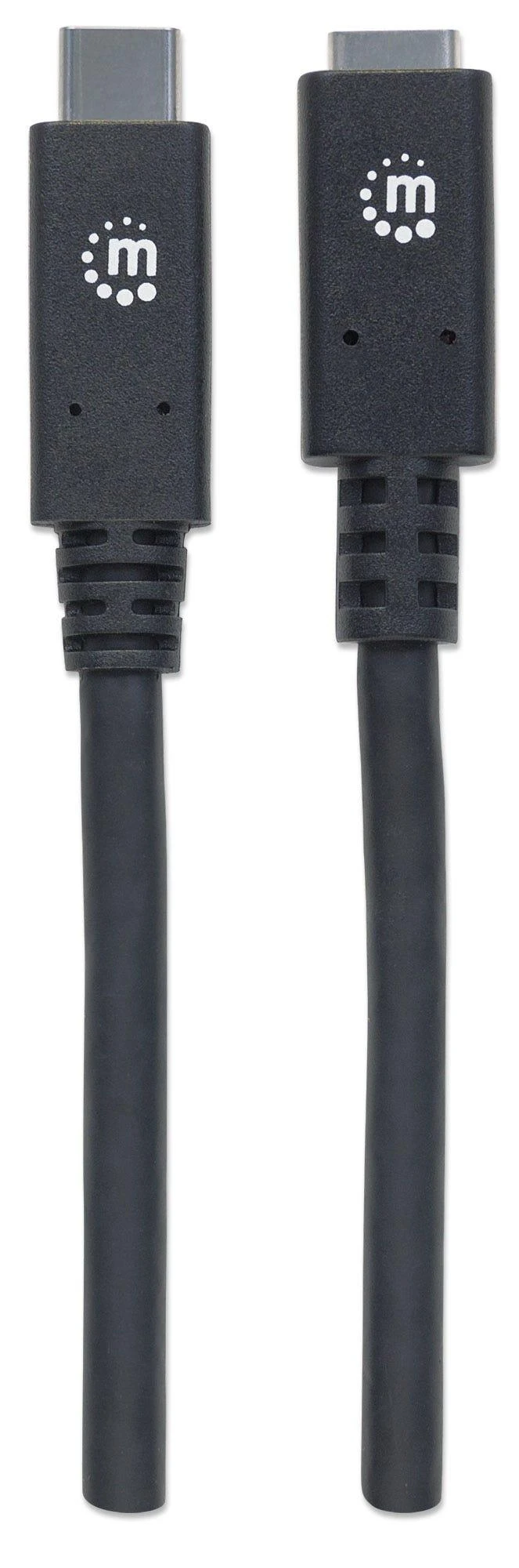 Intracom MANHATTAN SuperSpeed+ USB-C ilgintuvas 0,5 m USB 3.1 Gen 2 Type-C Vyriškas ir Type-C Moteriškas 10 Gbps 5 A 50 cm 1,5 pėdos Juodas