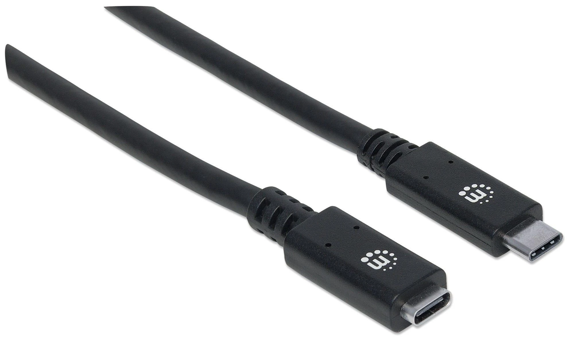 Intracom MANHATTAN SuperSpeed+ USB-C ilgintuvas 0,5 m USB 3.1 Gen 2 Type-C Vyriškas ir Type-C Moteriškas 10 Gbps 5 A 50 cm 1,5 pėdos Juodas