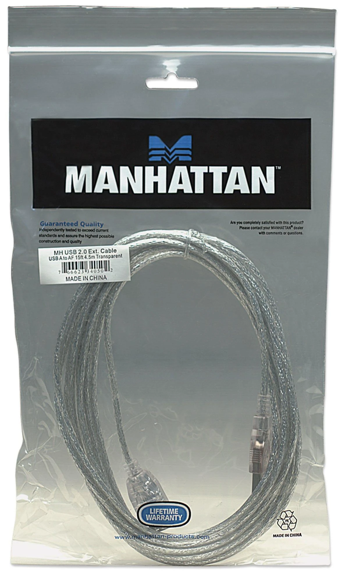 Manhattan Hi-Speed USB 2.0 USB kabelis 4,5 m USB A Sidabras