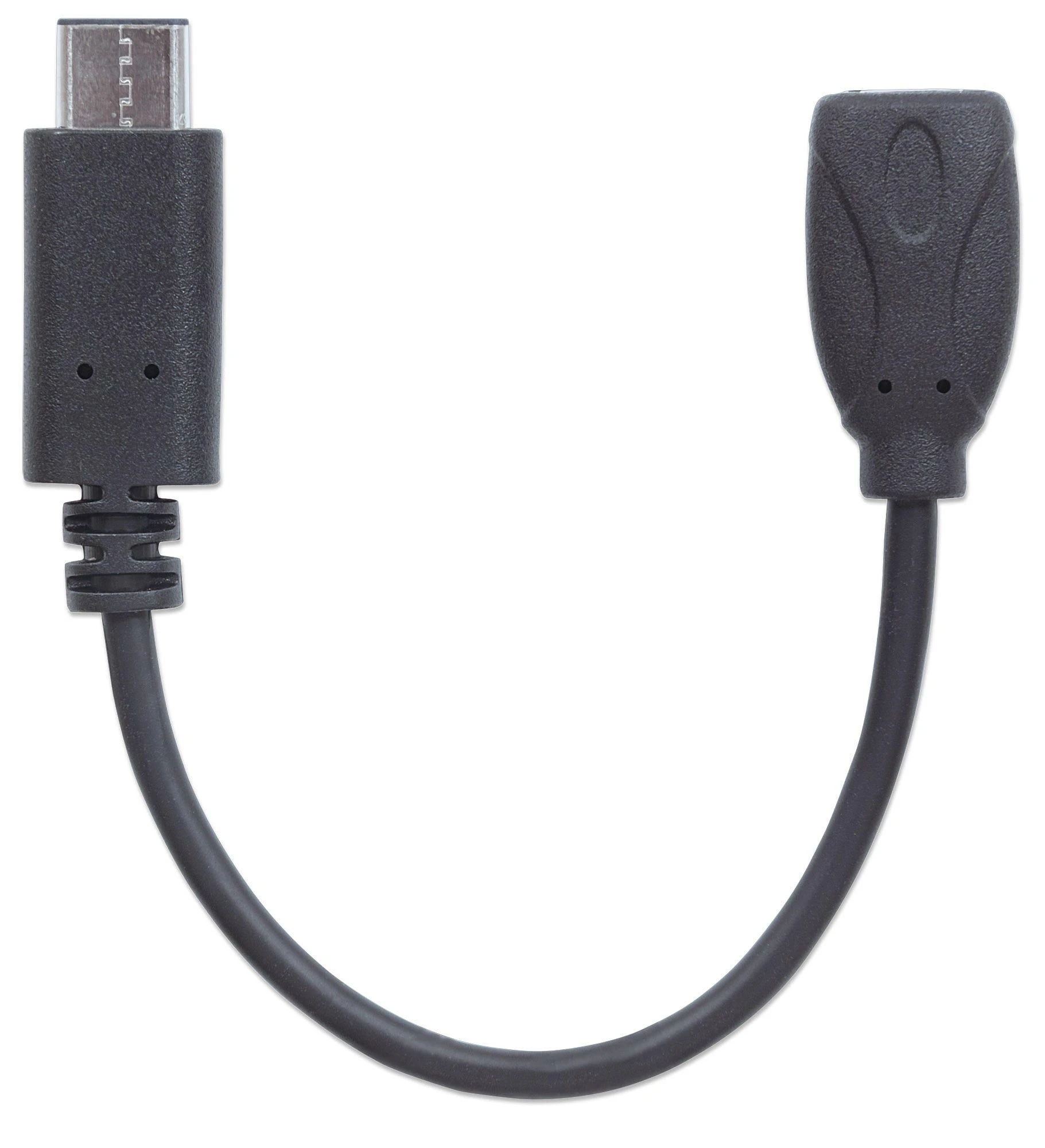 Intracom MANHATTAN didelės spartos USB-C kabelis 0,15 m C vyriškas / Micro-B moteriškas 6 colių. juodas
