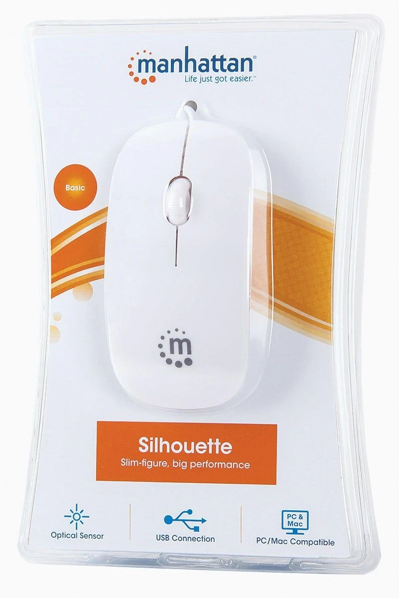 Manhattan Silhouette kompiuterinė pelė USB A tipo Optinis 1000 DPI Abiems rankoms