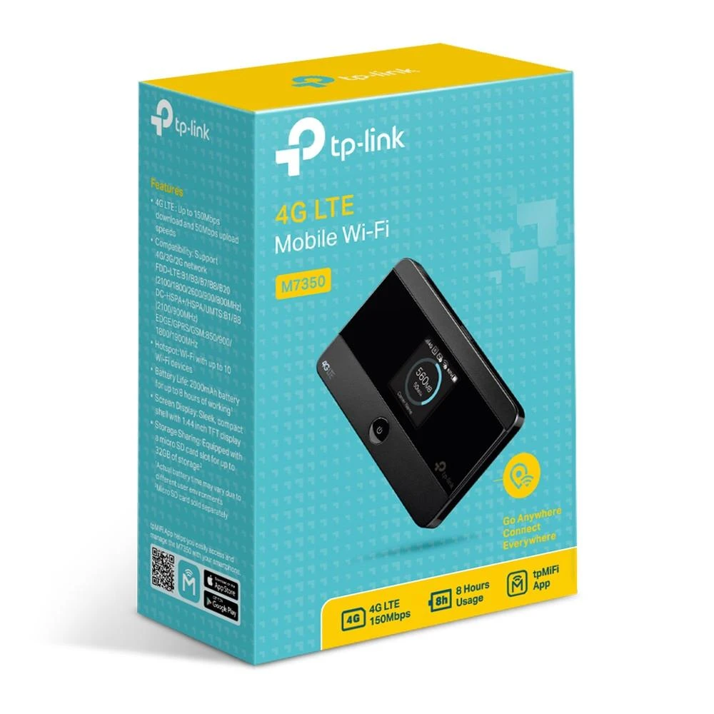 Modemas TP-LINK mobilusis 4G LTE WLAN Maršrutizatorius su integr.4G modemu, SIM kortelės lizdas, 1,4 colio TFT Ekranas, 2550 mAH Akku, Micro SD kortelės lizdas