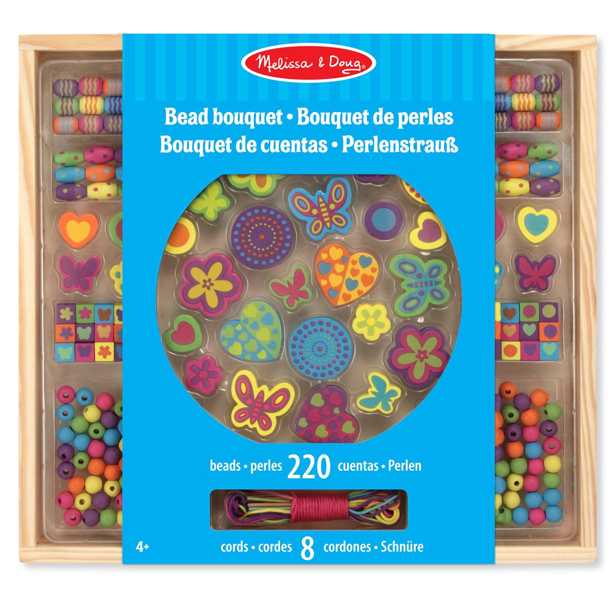 Melissa & Doug Medinių karoliukų vėrimo rinkinys Delux 220 d. Melissa ir Dougas, 14169