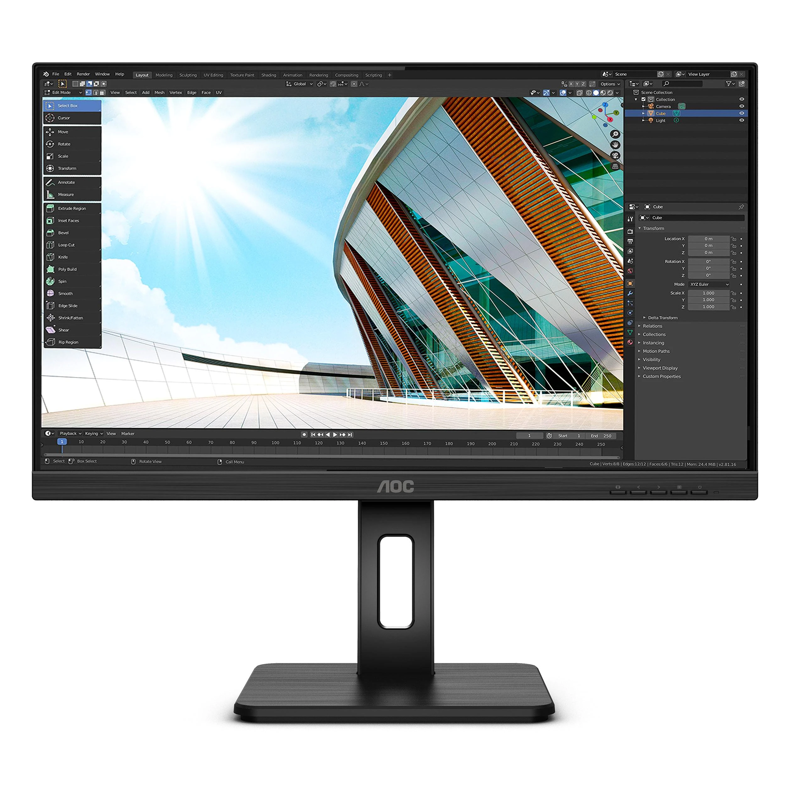 Monitorius AOC Q24P2Q LED ekranas 60,5 cm (23.8") 2560 x 1440 pikseliai Quad HD Juoda