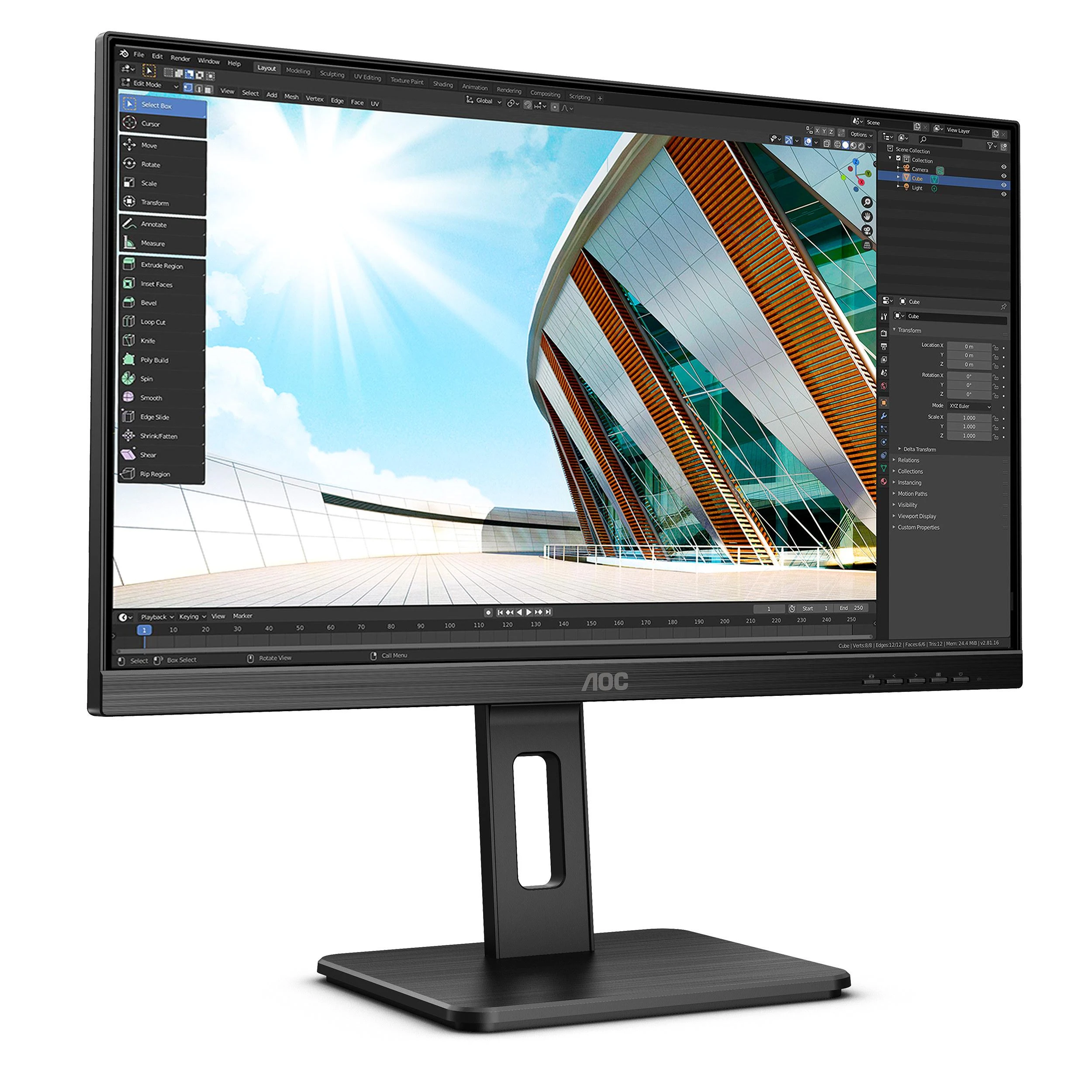 Monitorius AOC Q24P2Q LED ekranas 60,5 cm (23.8") 2560 x 1440 pikseliai Quad HD Juoda