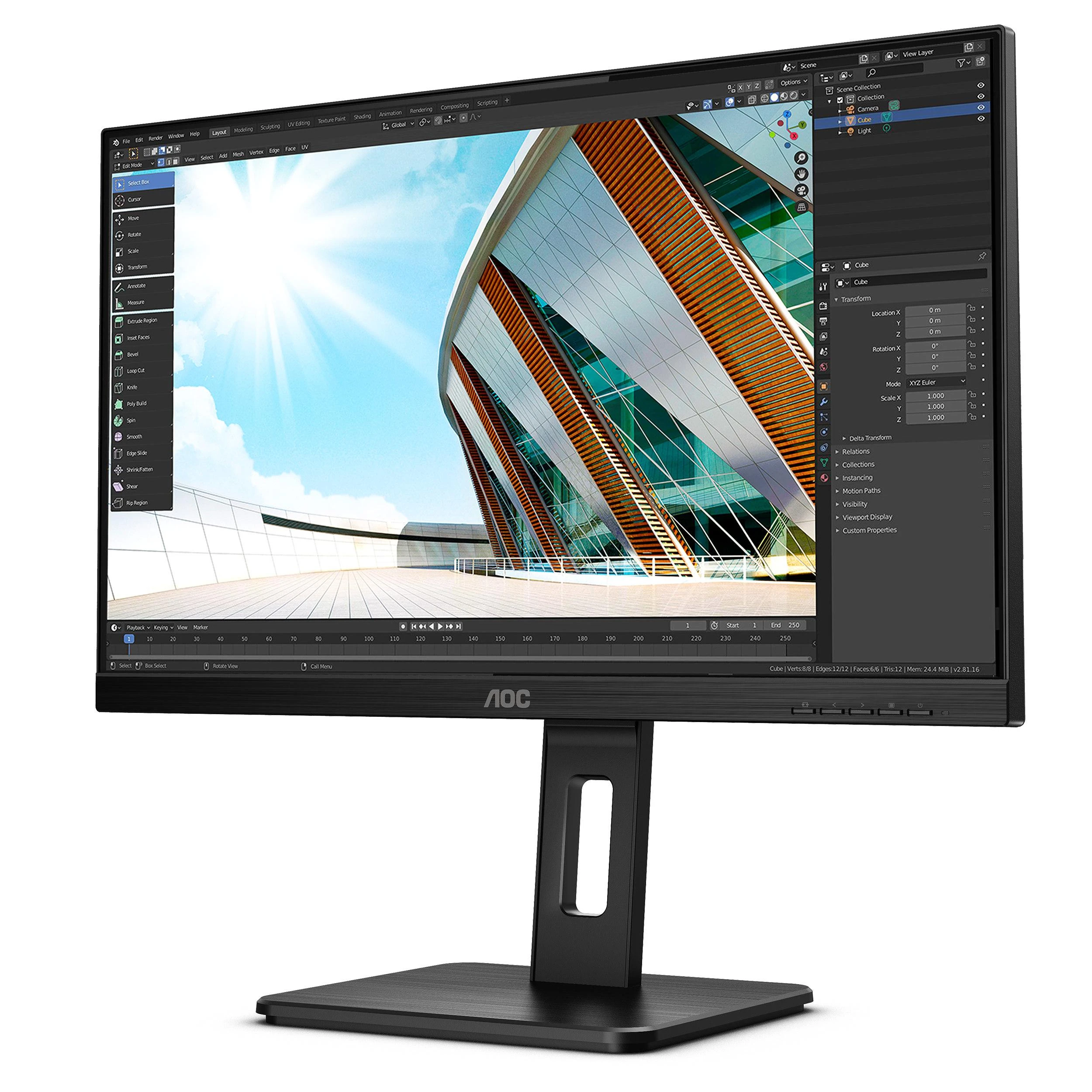 Monitorius AOC Q24P2Q LED ekranas 60,5 cm (23.8") 2560 x 1440 pikseliai Quad HD Juoda