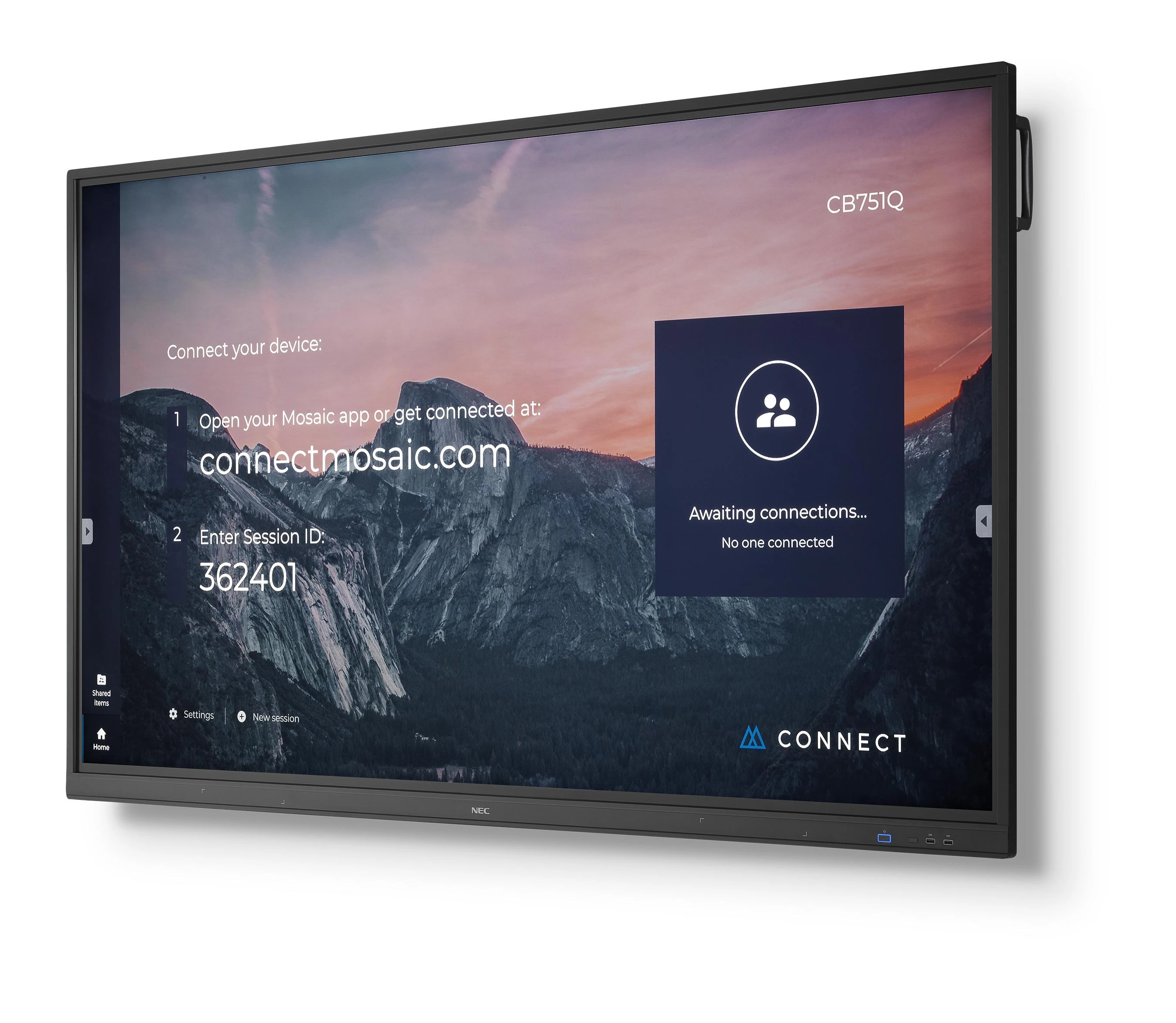 Monitorius NEC MultiSync CB751Q 190,5 cm (75") LED 4K Ultra HD Lietimui jautrus ekranas Interaktyvus plokščias pultas Juoda