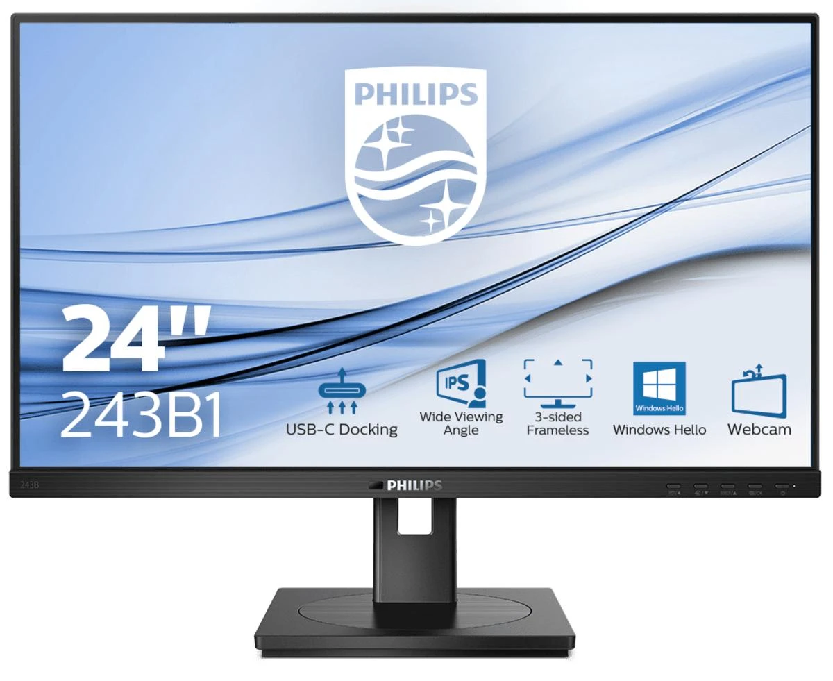 Monitorius Philips 243B1/00 23,8", Juodos spalvos