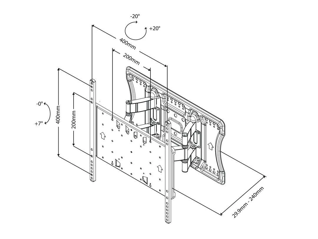 Laikiklis Multibrackets Daugiafunkciniai laikikliai MB SLIM TILT&TURN 40KG VESA 400 BL