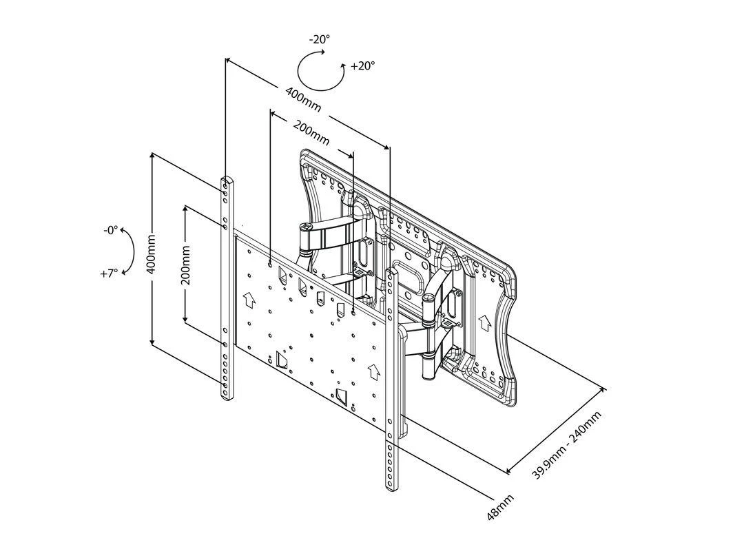 Laikiklis Multibrackets Daugiafunkciniai laikikliai MB SLIM TILT&TURN HD 52KG MAX.400X400