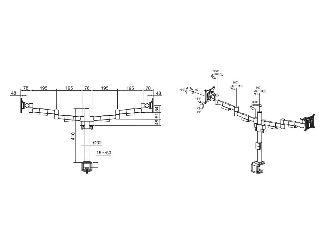 Multibrackets 5181 stalinis plokščiųjų ekranų laikiklis 76,2 cm (30") Gnybtas / varžtai Balta