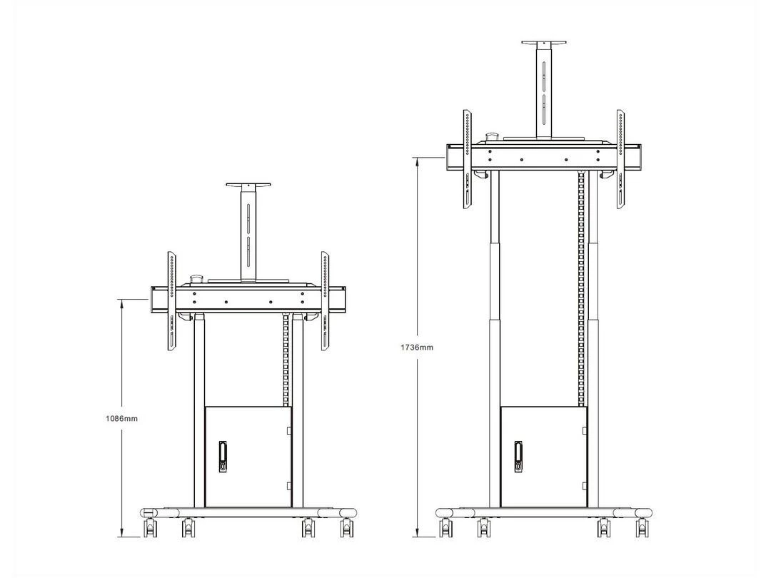 Laikiklis „Multibrackets MB“ motorizuotas grindų stovas 120 kg Juodas, 800x400, 42-100"