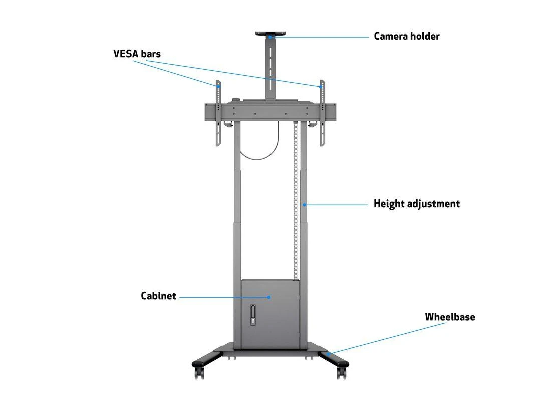 Laikiklis „Multibrackets MB“ motorizuotas grindų stovas 120 kg Juodas, 800x400, 42-100"
