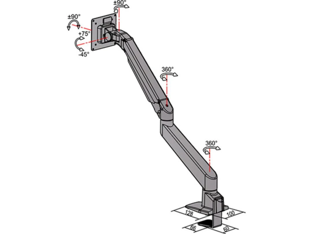 Laikiklis Multibrackets Daugiafunkciniai laikikliai MB dujinė kėlimo svirtis, viena, 10 kg, maks. 100x100