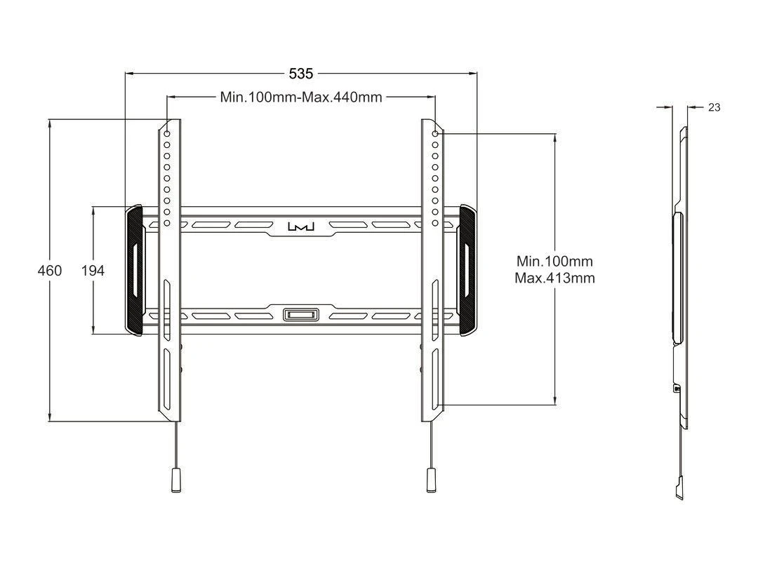 Laikiklis Multibrackets Daugialaikiai laikikliai MB UNIVERSALUS SIENOS MONTAVIMAS FIXED MEDIUM, MAX 50KG, VESA MAX 400X400 MM