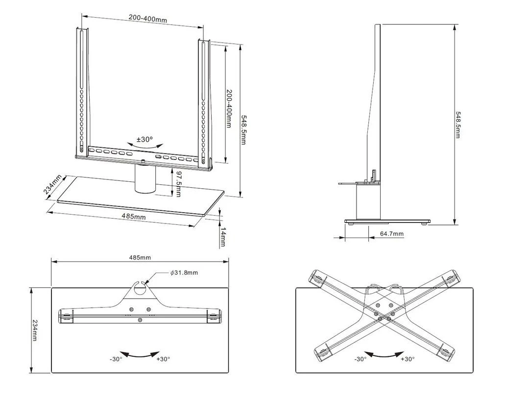 Laikiklis Multibrackets Daugialaikiai laikikliai MB VESA STALO STANDAS TURN M MAX.400X400 BL