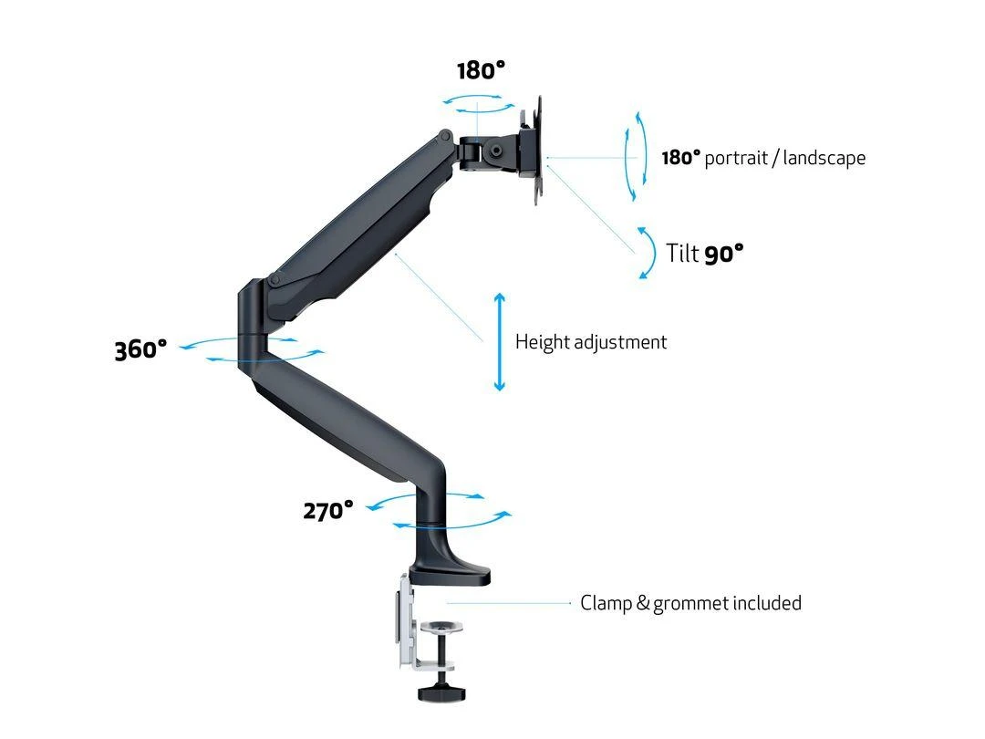 Laikiklis Multibrackets MB DESKMOUNT SPRING SINGLE Juodas MAX 9KG