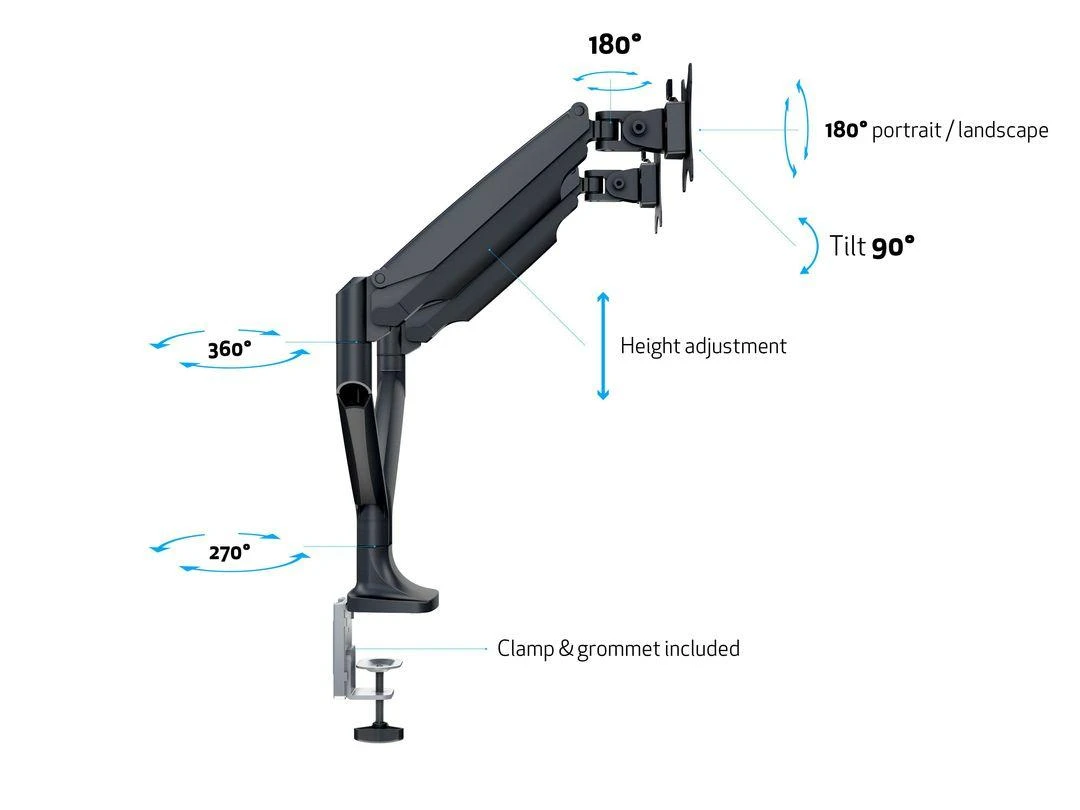 Multibrackets 3286 monitoriaus laikiklis arba stovas 68,6 cm (27") Gnybtas Juoda, Sidabras