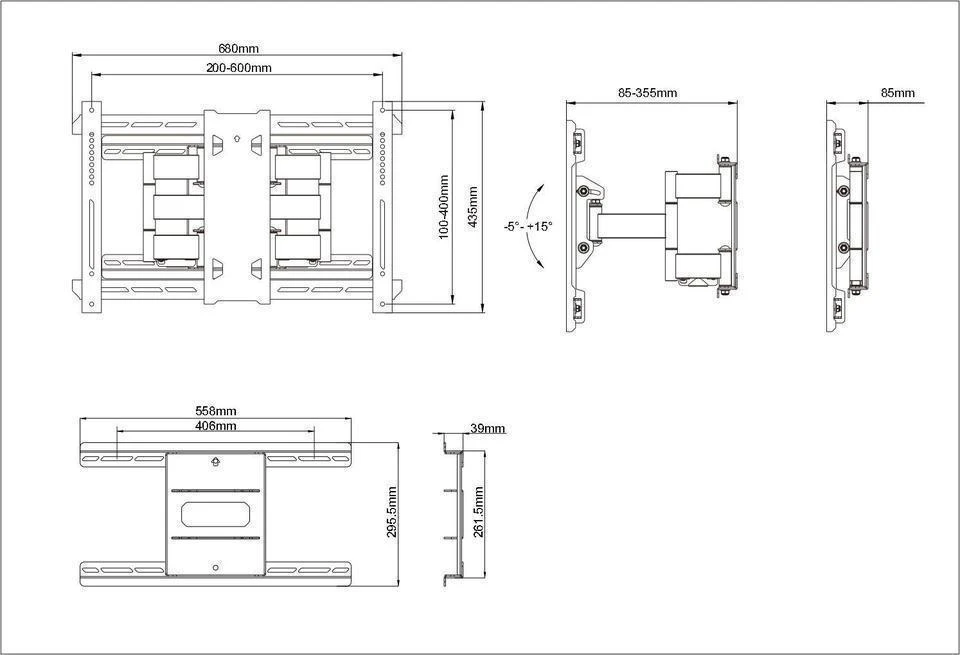 Laikiklis Multibrackets Daugialaikiai laikikliai MB UNIVERSAL FLEXARM PRO 125KG SUPER DUTY