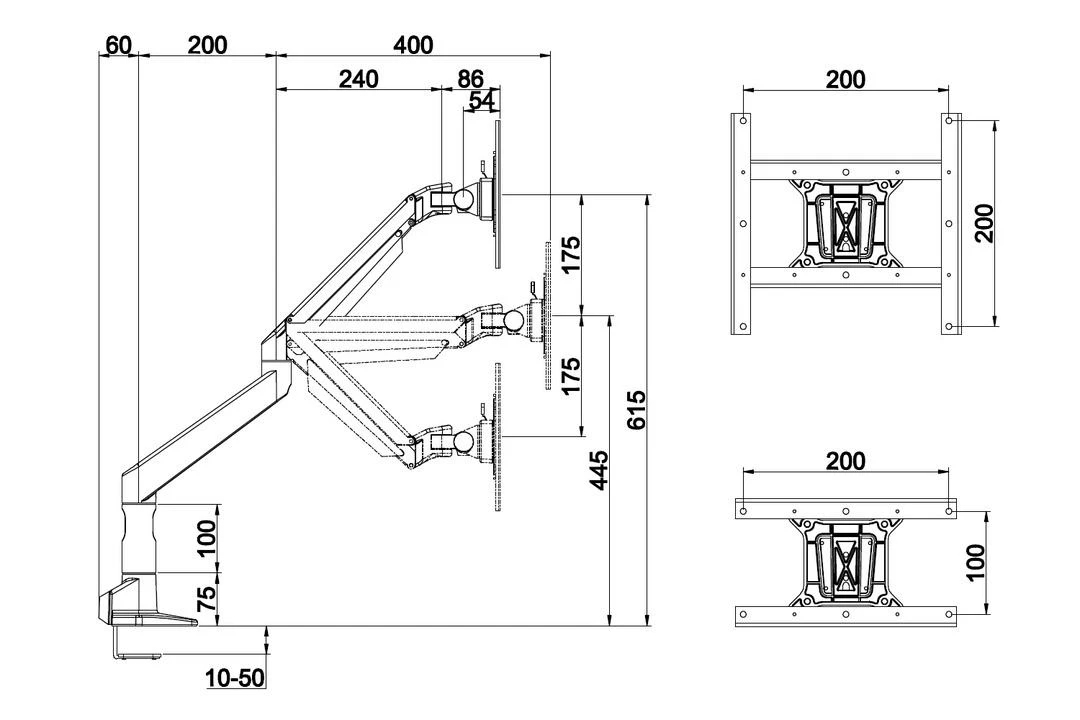 Multibrackets 7123 monitoriaus laikiklis arba stovas 124,5 cm (49") Gnybtas Juoda