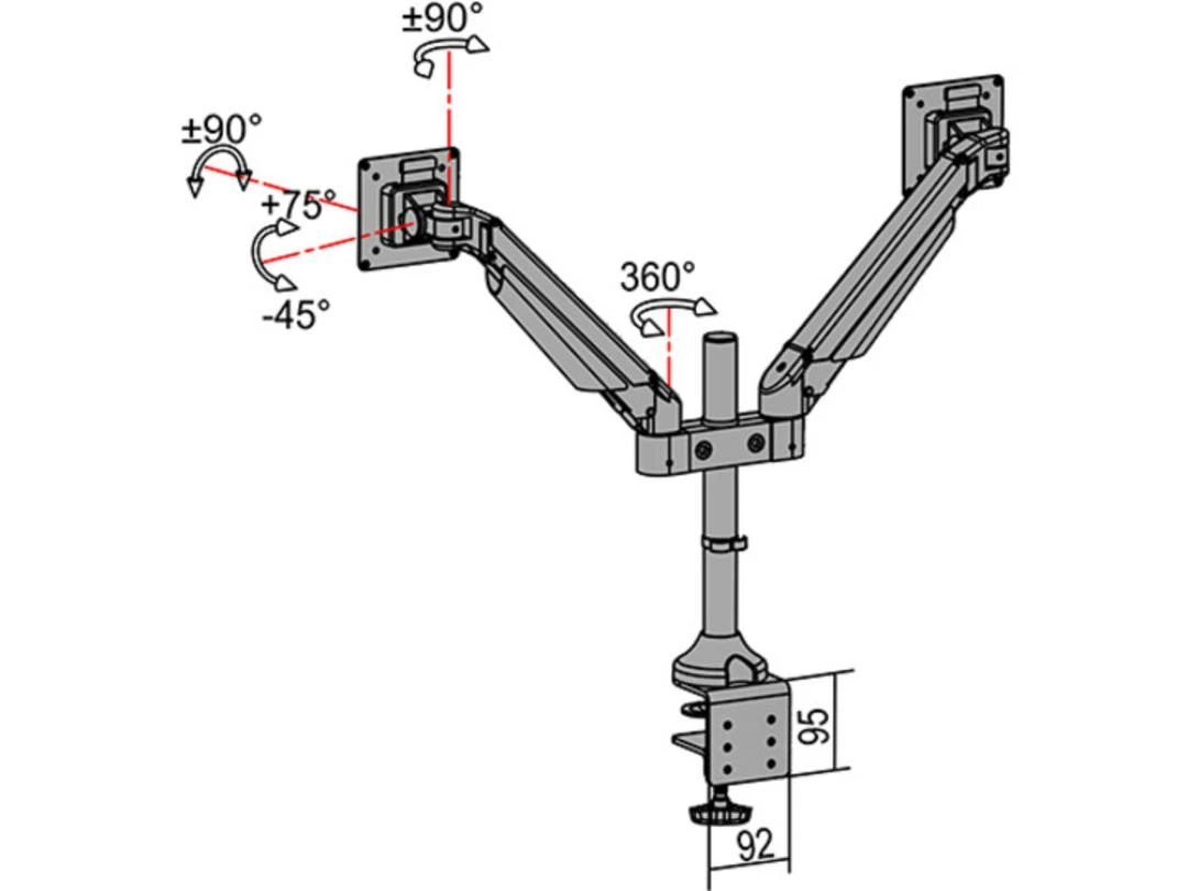 Laikiklis Multibrackets MB GAS LIFT ARM DUAL 10KG MAX.100X100 BL