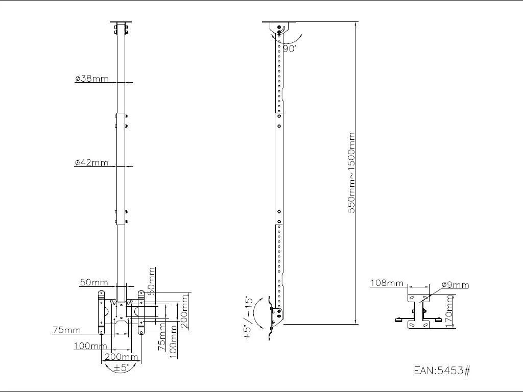 Multibrackets Daugiafunkcis laikiklis MB VISUOMENINIAM LUBIAM TVIRTINIMUI S VIENETINIS 14KG MAX. 200