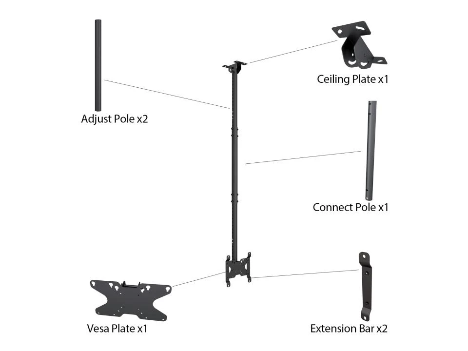 Multibrackets Daugiafunkcis laikiklis MB VISUOMENINIAM LUBIAM TVIRTINIMUI S VIENETINIS 14KG MAX. 200