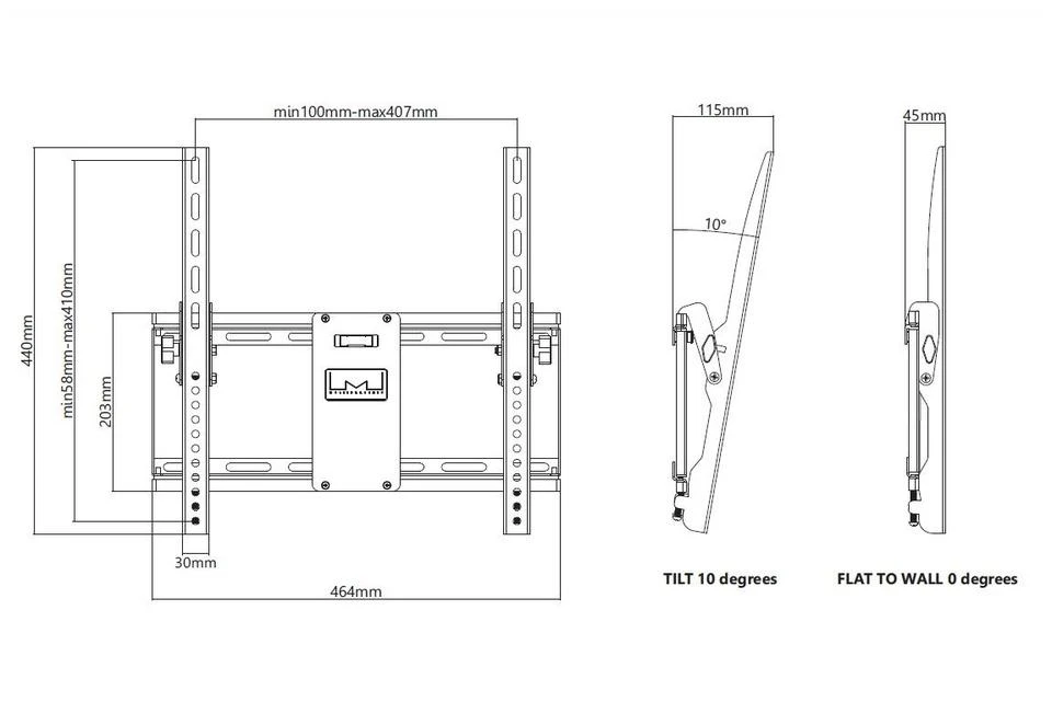 Laikiklis Multibrackets Daugialaikiai laikikliai MB TILT WALLMOUNT M 75KG MAX.VESA 400 BL