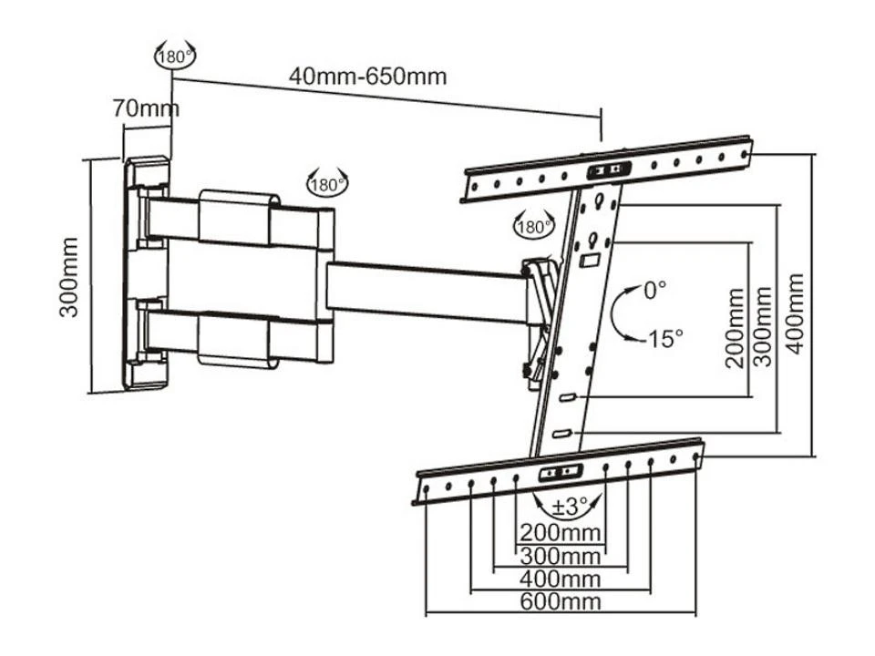 Laikiklis Multibrackets Daugiafunkciniai laikikliai MB FLEXARM THIN 30KG MAX.600X400 BL