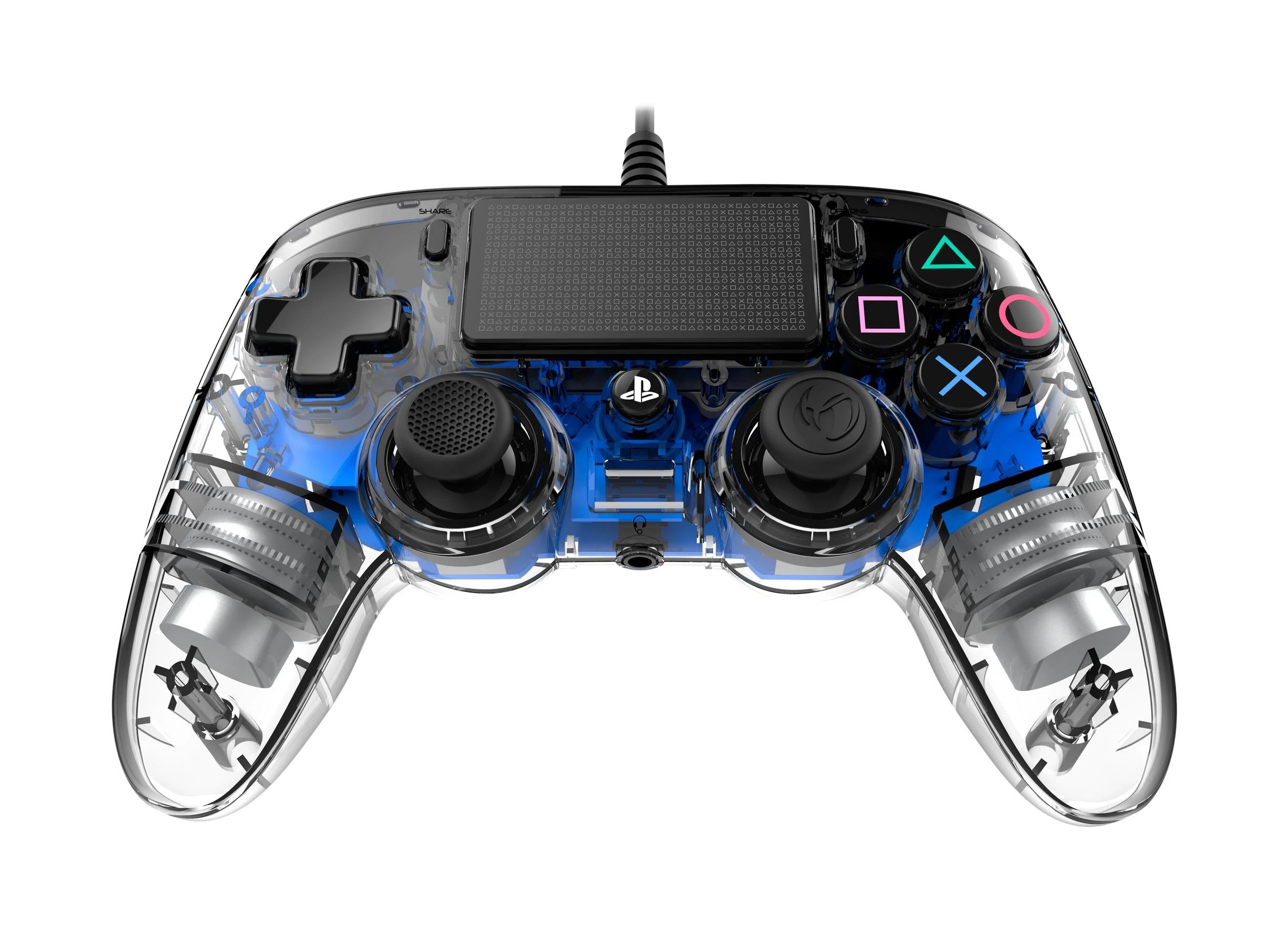 NACON PS4OFCPADCLBLUE žaidimų valdiklis Žaidimų pultelis PlayStation 4 Analoginis / skaitmeninis Mėlyna, Permatomas