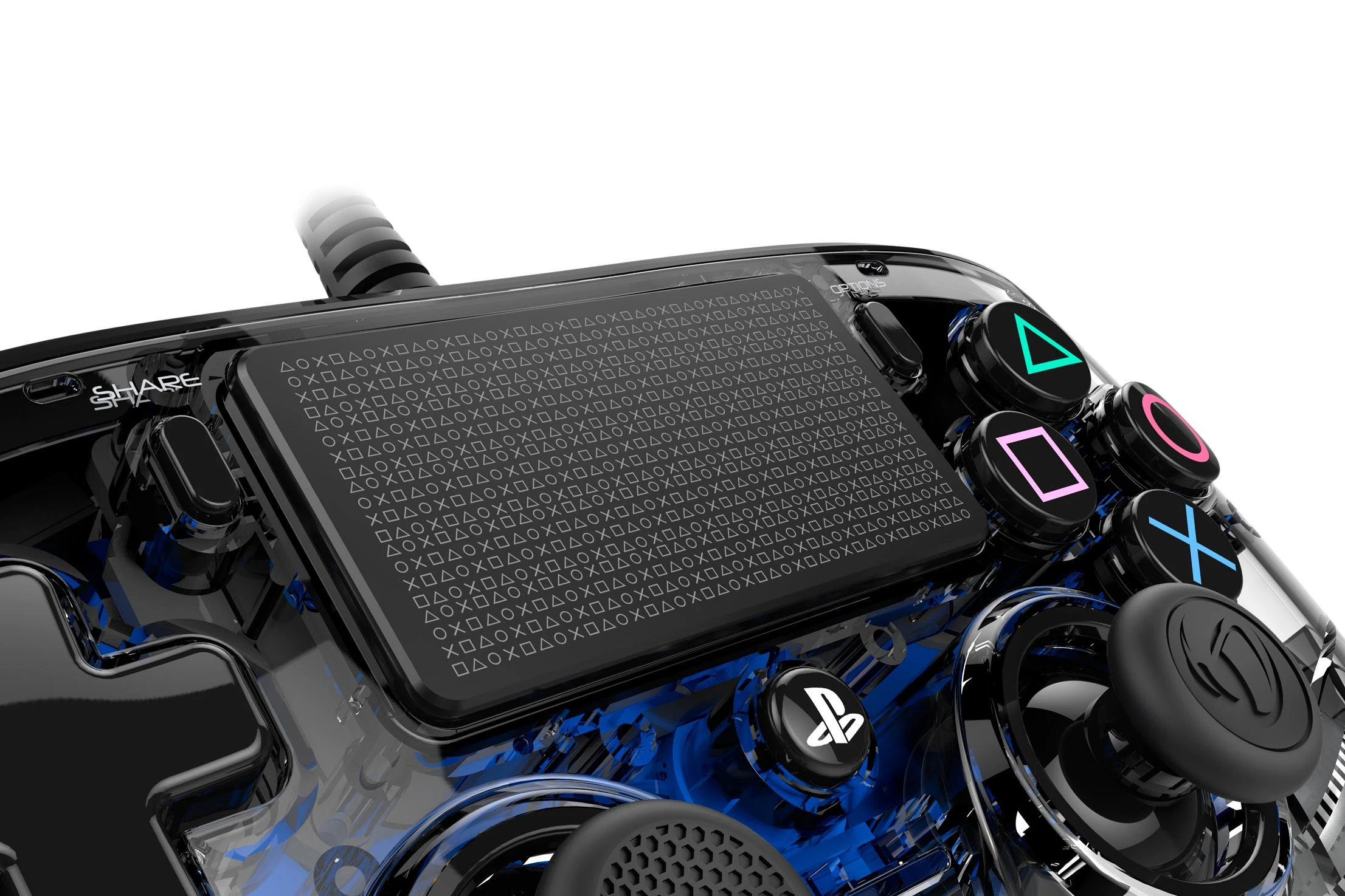 NACON PS4OFCPADCLBLUE žaidimų valdiklis Žaidimų pultelis PlayStation 4 Analoginis / skaitmeninis Mėlyna, Permatomas