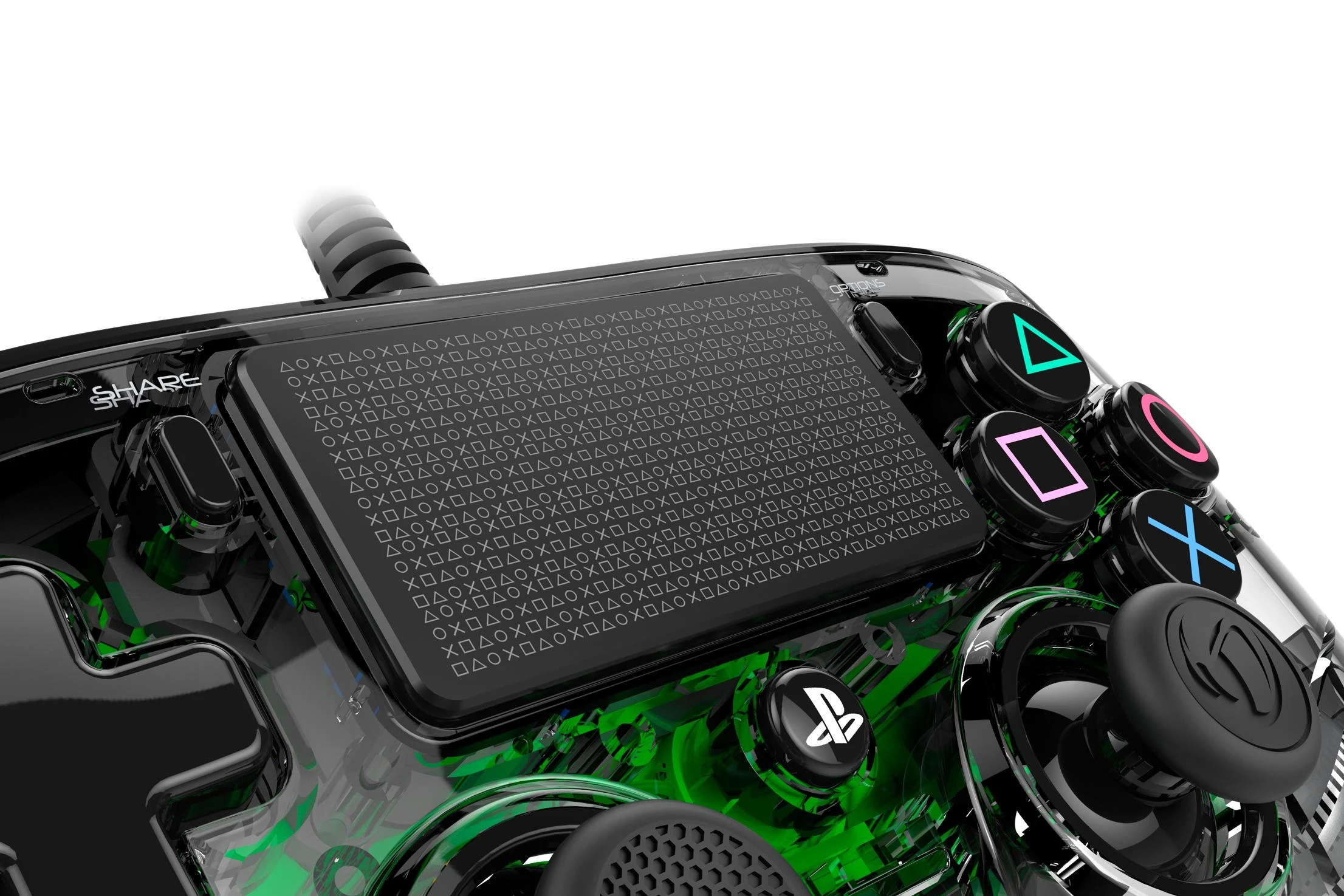 NACON PS4OFCPADCLGREEN žaidimų valdiklis Žaidimų pultelis PlayStation 4 Analoginis / skaitmeninis Žalia, Permatomas