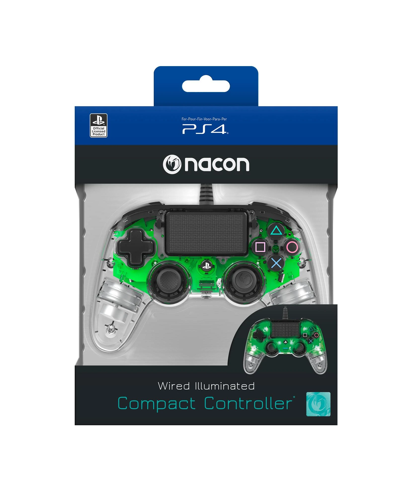 NACON PS4OFCPADCLGREEN žaidimų valdiklis Žaidimų pultelis PlayStation 4 Analoginis / skaitmeninis Žalia, Permatomas