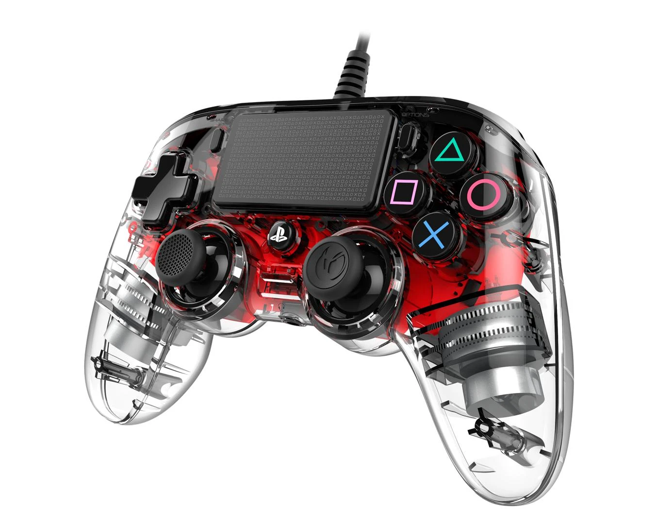 NACON PS4OFCPADCLRED žaidimų valdiklis Žaidimų pultelis PlayStation 4 Analoginis / skaitmeninis Raudona, Permatomas