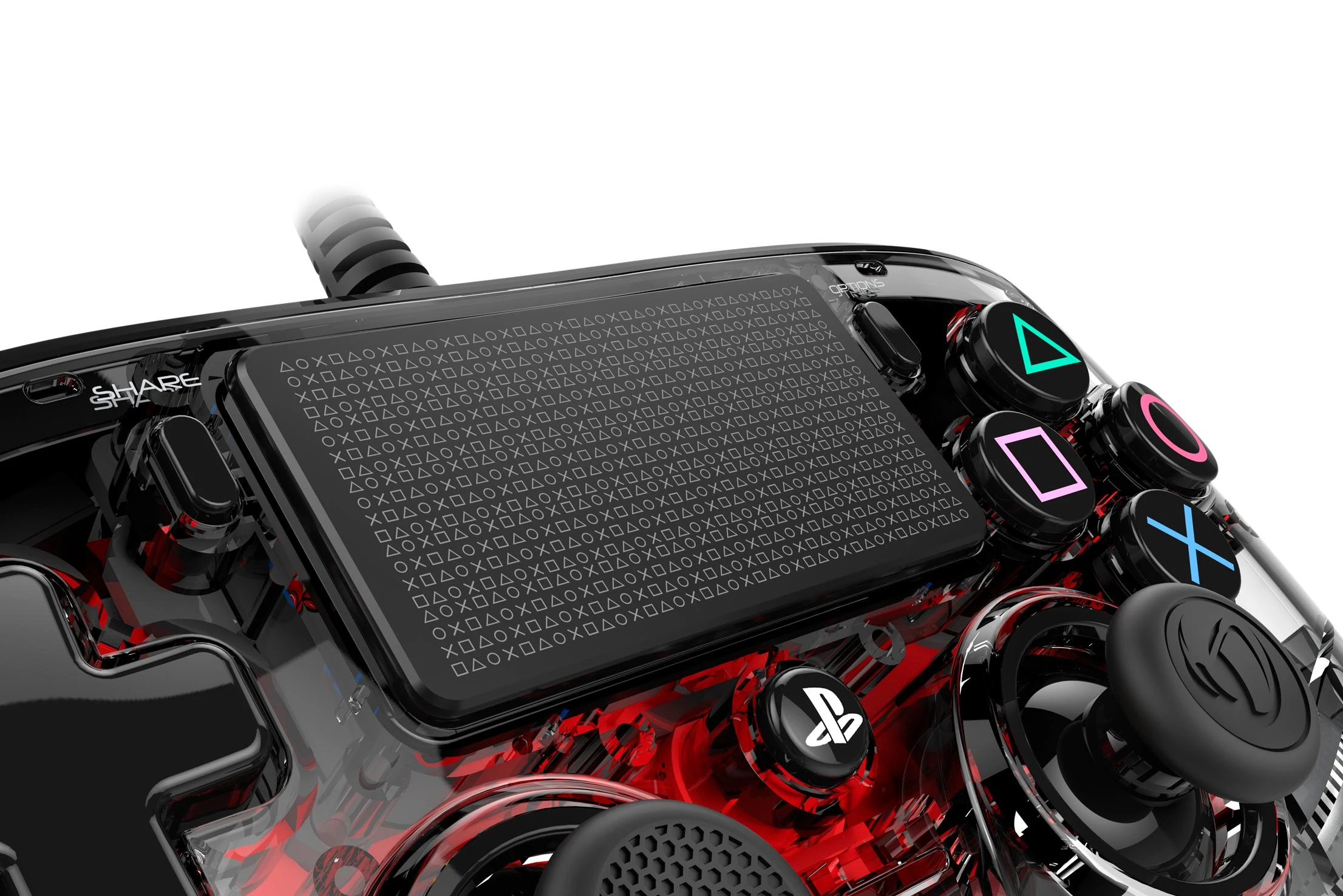 NACON PS4OFCPADCLRED žaidimų valdiklis Žaidimų pultelis PlayStation 4 Analoginis / skaitmeninis Raudona, Permatomas