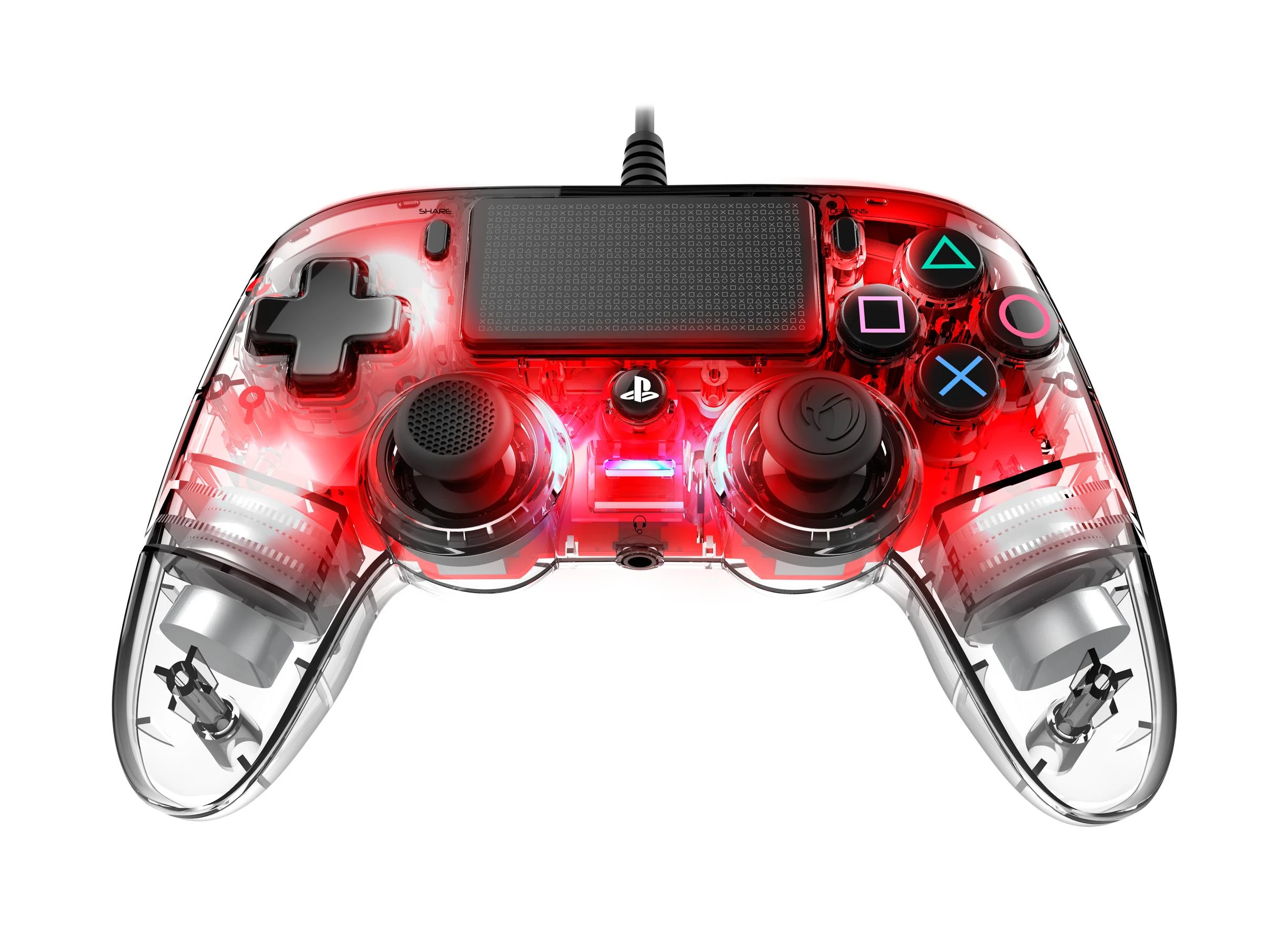 NACON PS4OFCPADCLRED žaidimų valdiklis Žaidimų pultelis PlayStation 4 Analoginis / skaitmeninis Raudona, Permatomas