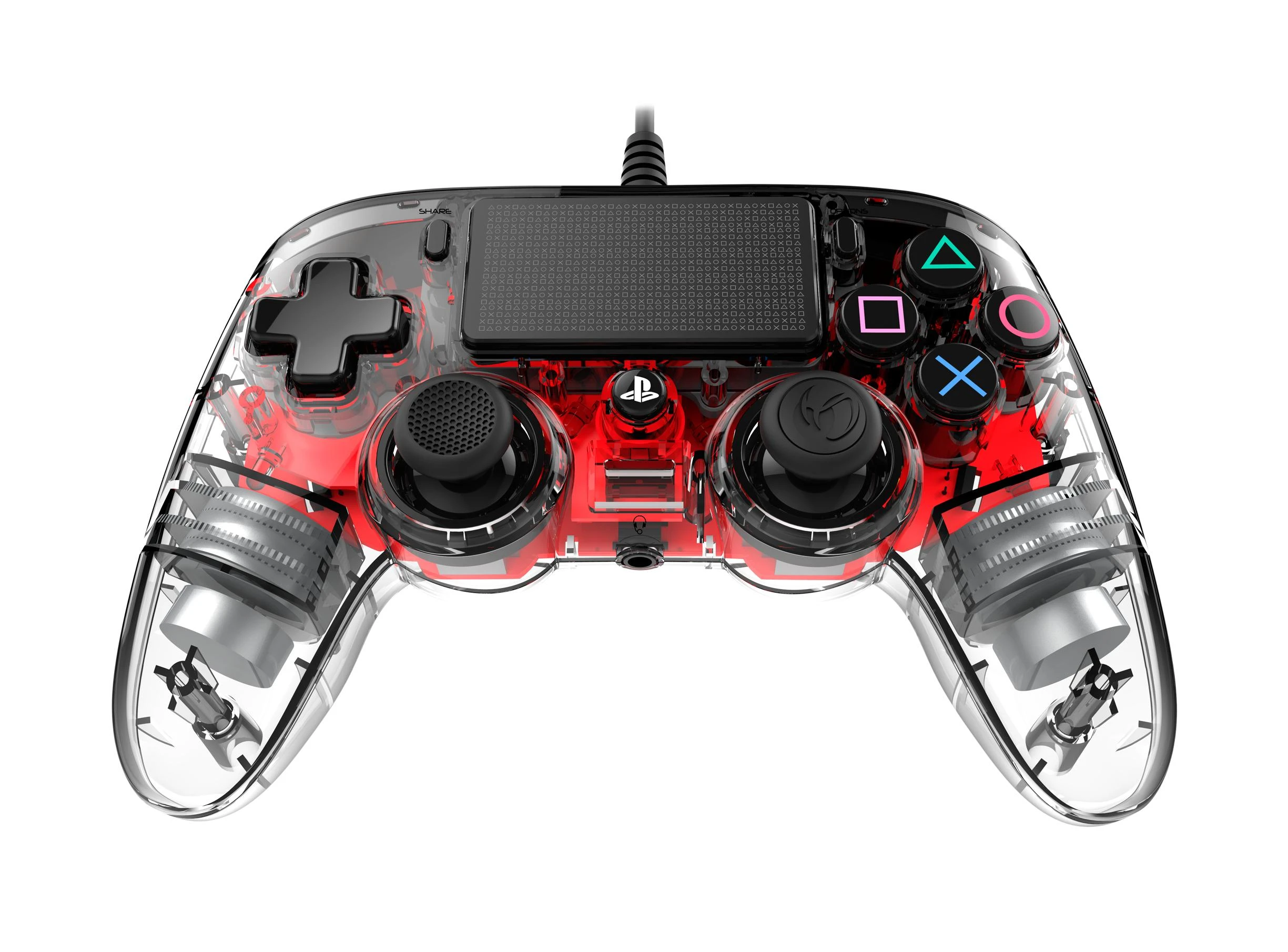 NACON PS4OFCPADCLRED žaidimų valdiklis Žaidimų pultelis PlayStation 4 Analoginis / skaitmeninis Raudona, Permatomas