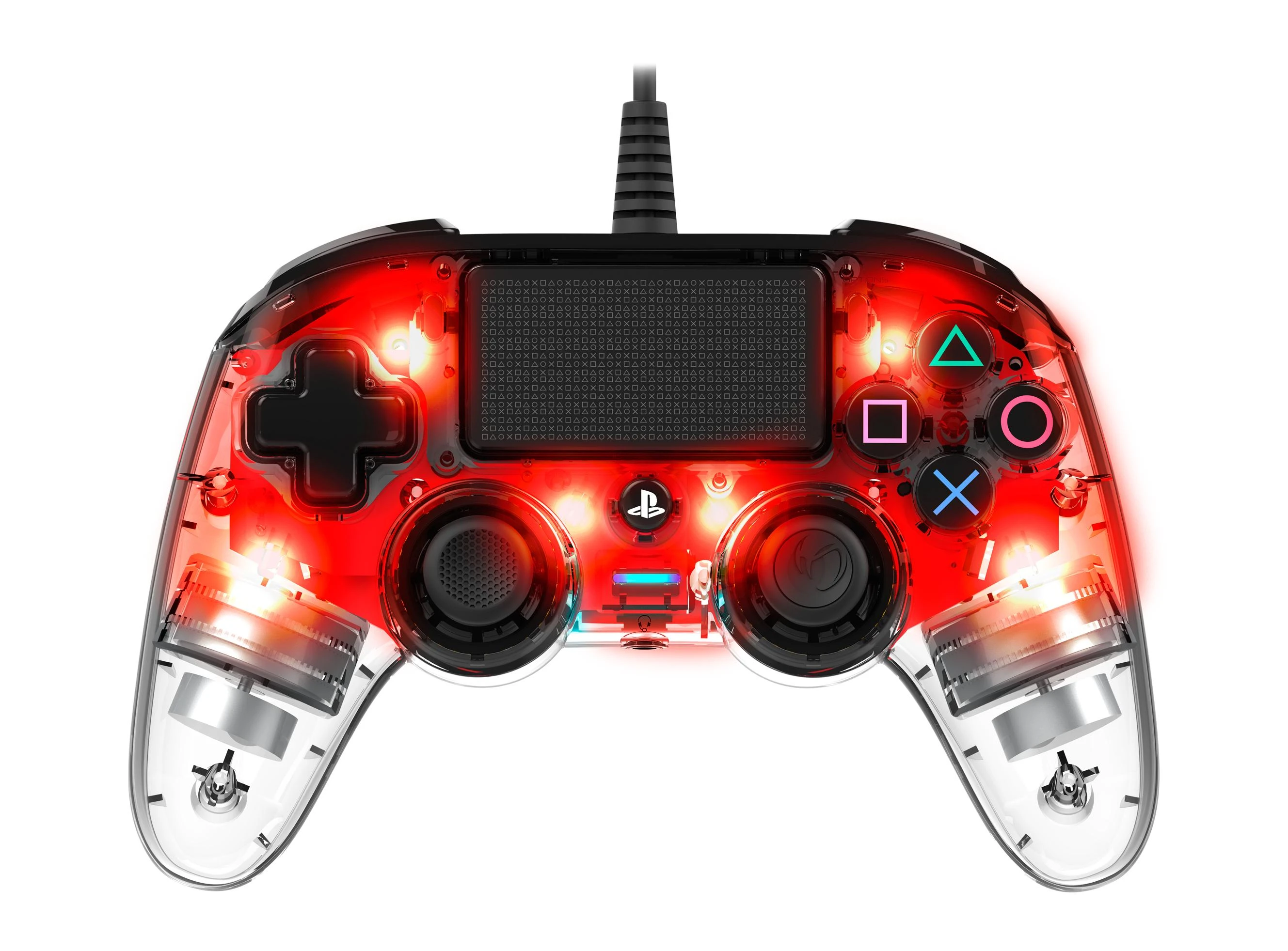 NACON PS4OFCPADCLRED žaidimų valdiklis Žaidimų pultelis PlayStation 4 Analoginis / skaitmeninis Raudona, Permatomas