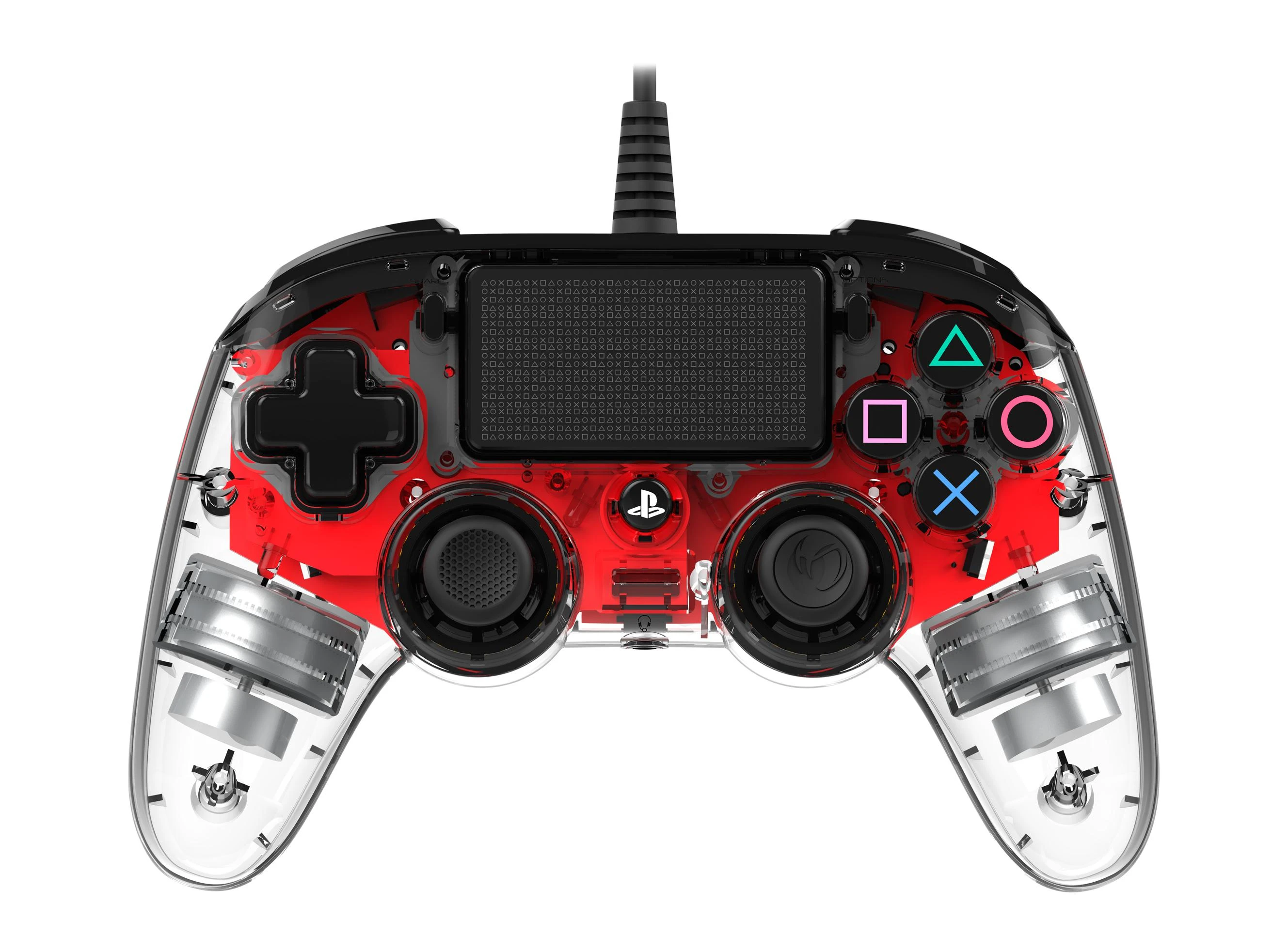 NACON PS4OFCPADCLRED žaidimų valdiklis Žaidimų pultelis PlayStation 4 Analoginis / skaitmeninis Raudona, Permatomas