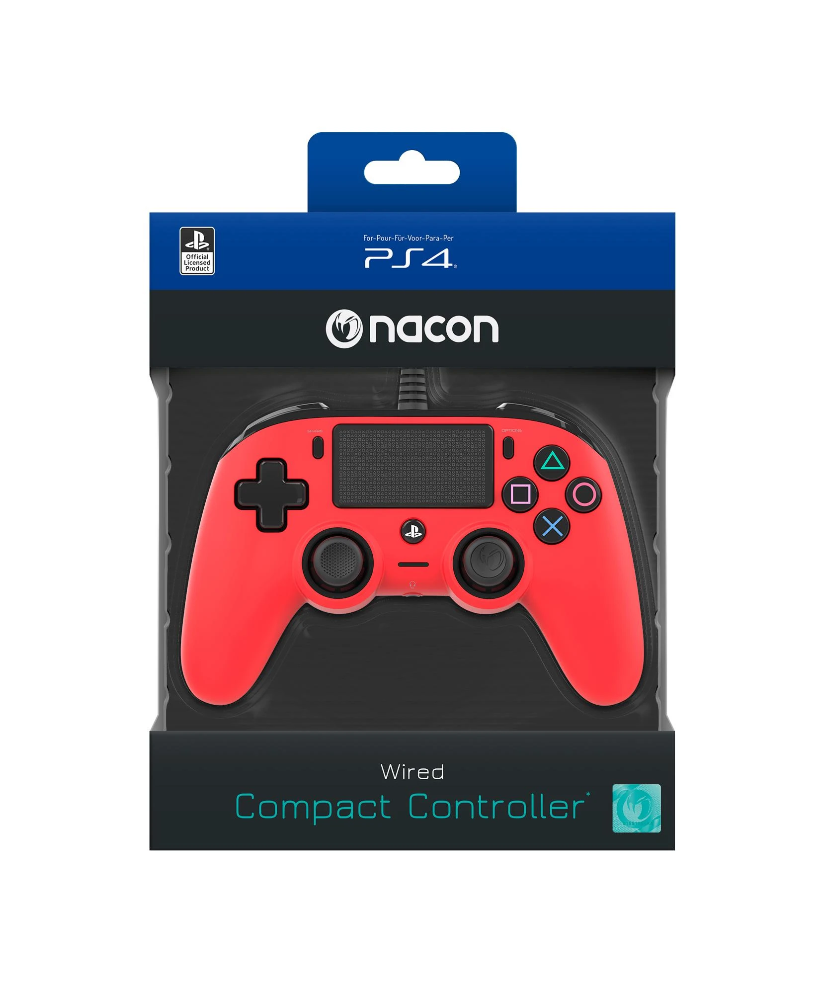 NACON PS4OFCPADRED žaidimų valdiklis Žaidimų pultelis PlayStation 4 Analoginis / skaitmeninis Raudona
